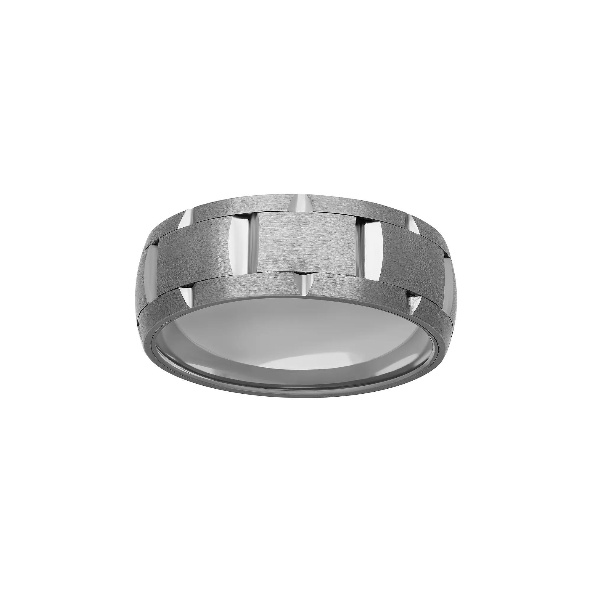 Men's Grey Tungsten Comfort Fit Band Ring, Size: 9 Product Image