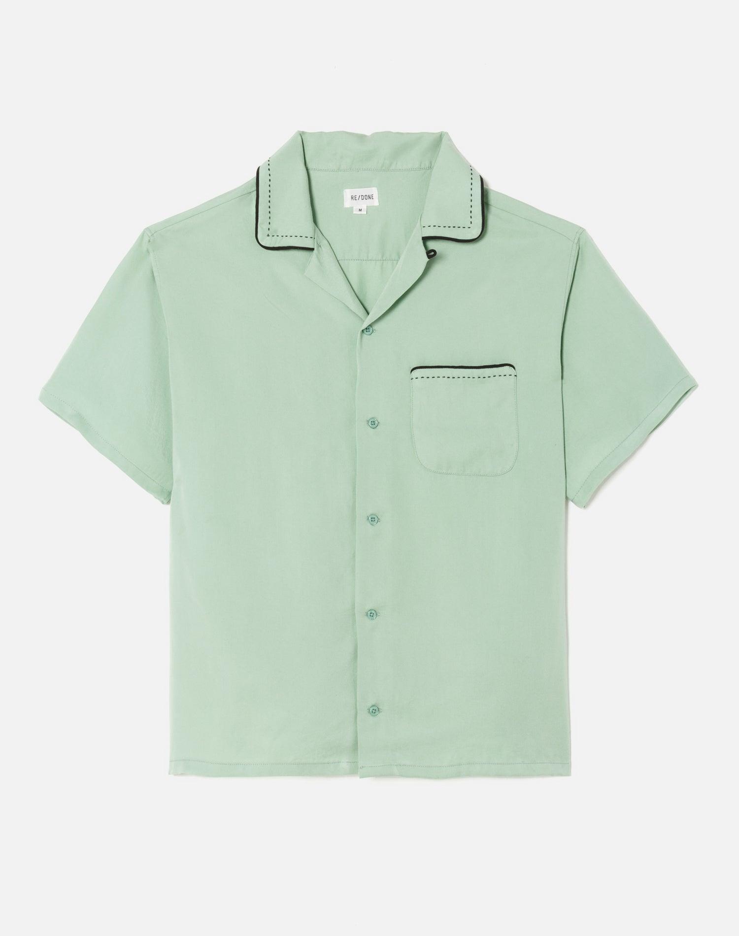 Sashiko Bowling Shirt - Pale Green Male Product Image