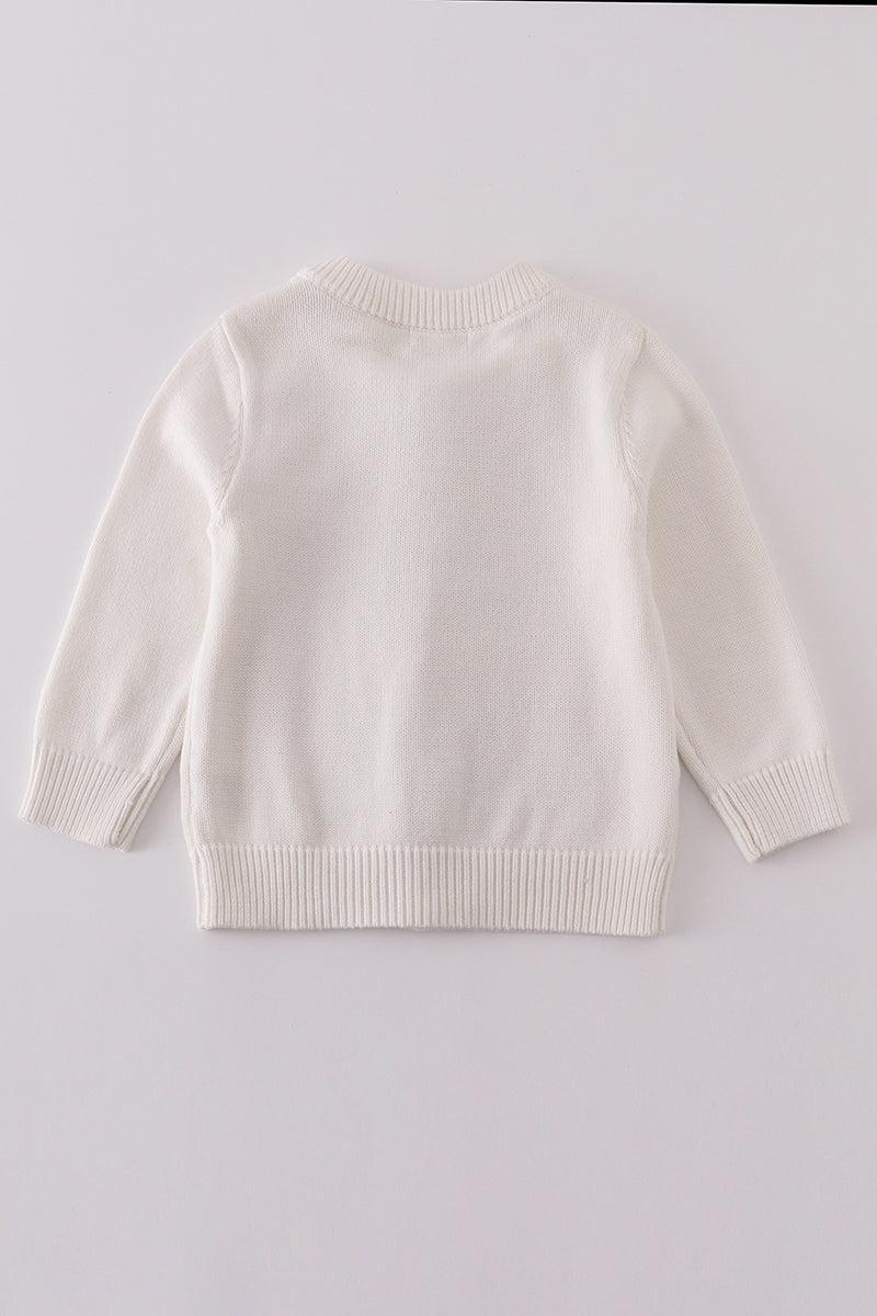 White bow tie cardigan sweater Product Image