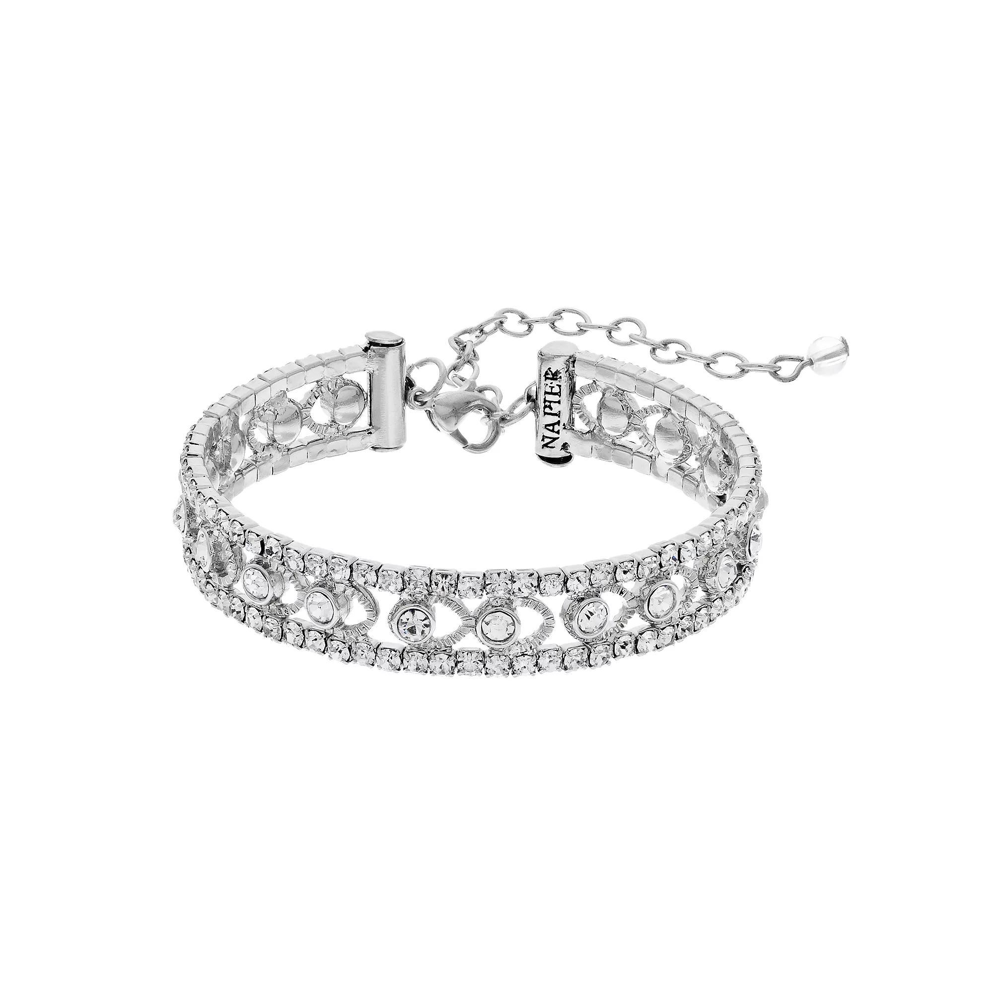 Napier Simulated Crystal Bracelet, Womens, Silver Tone Product Image