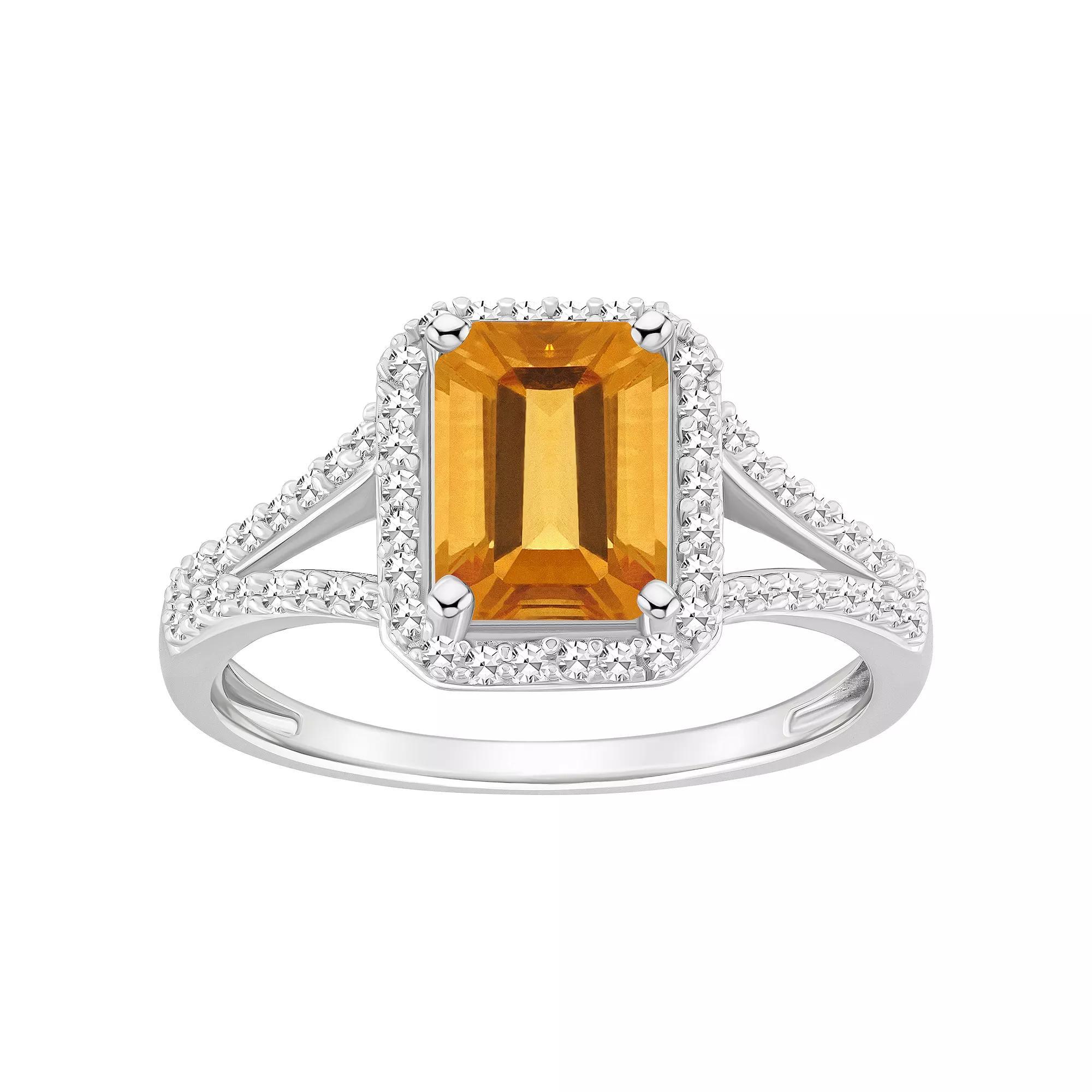 Celebration Gems Sterling Silver Gemstone & 1/4 Carat T.W. Diamond Halo Ring, Womens Peridot Product Image