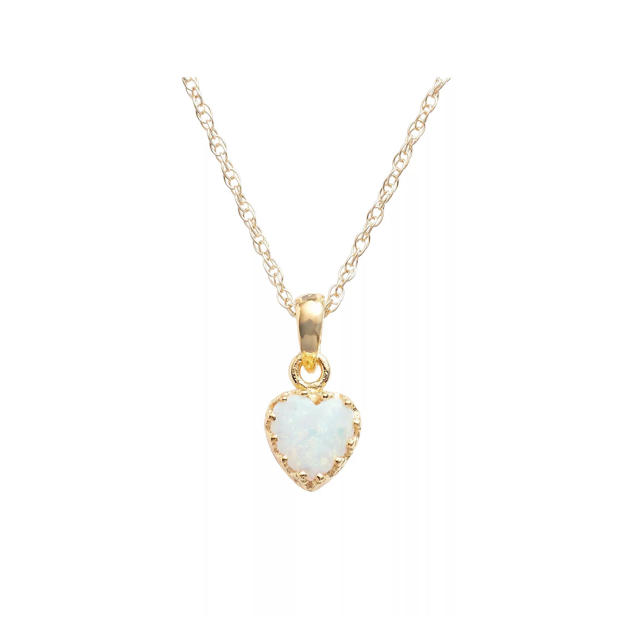 Designs by Gioelli Sterling Silver Lab-Created Opal Heart Crown Pendant, Women's, Size: 18", White Product Image