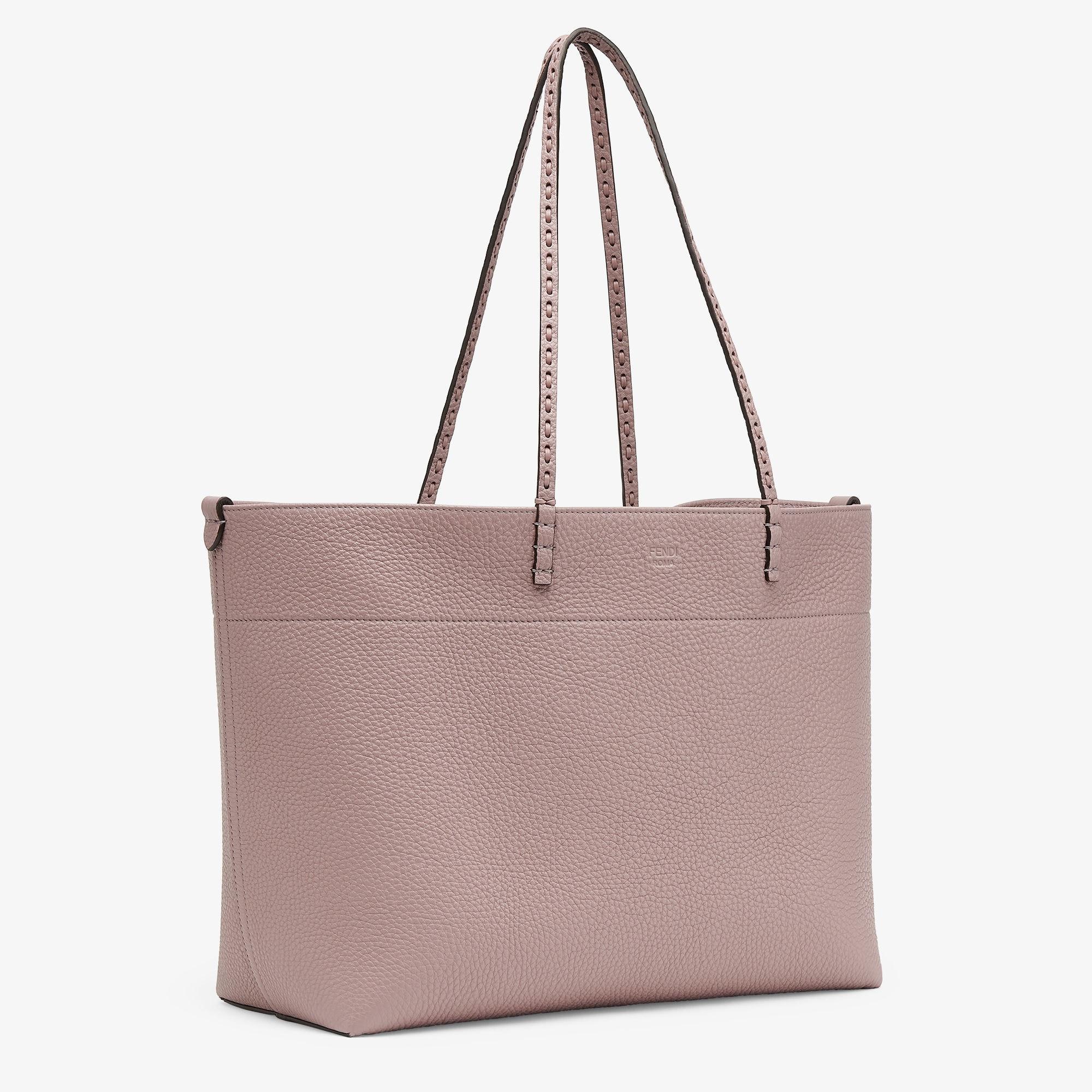 Medium RollMauve pink Selleria shopper with 218 hand-sewn topstitches Product Image