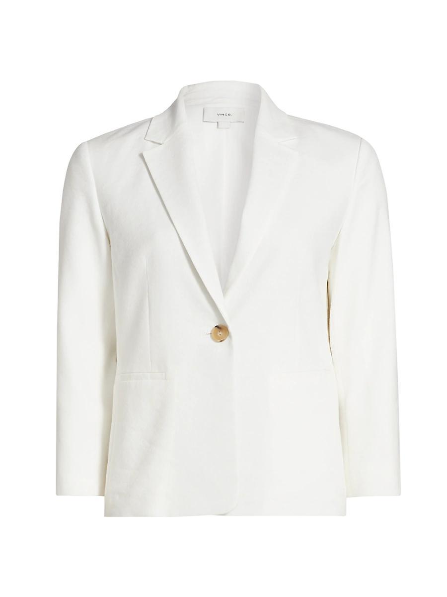 Womens Shrunken Stretch Linen-Blend Blazer Product Image