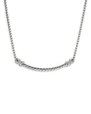 David Yurman Sterling Silver Petite X Diamond Bar Pendant Necklace, 15 Product Image