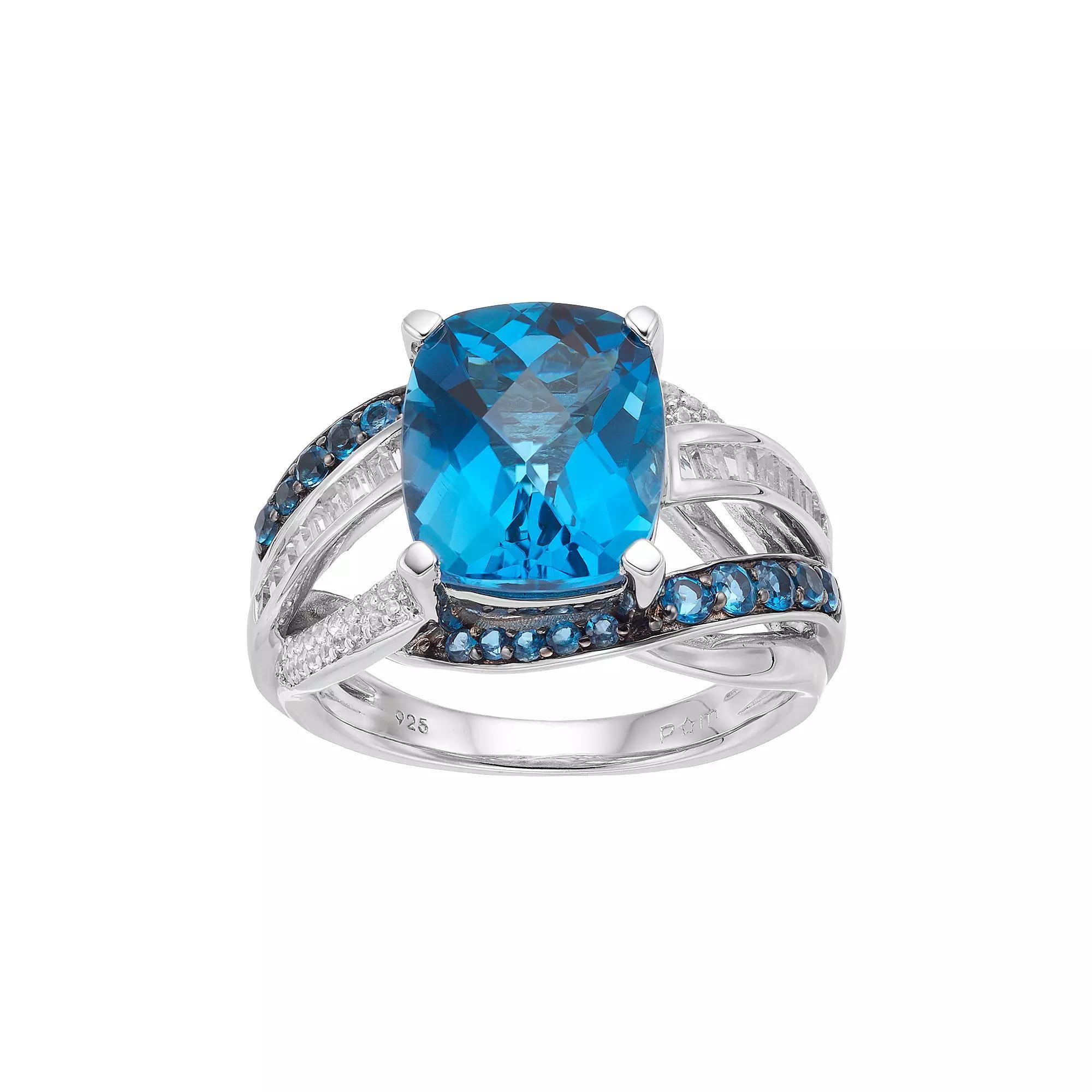 Sterling Silver Blue Topaz & Lab-Created White Sapphire Ring, Women's, Size: 7 Product Image