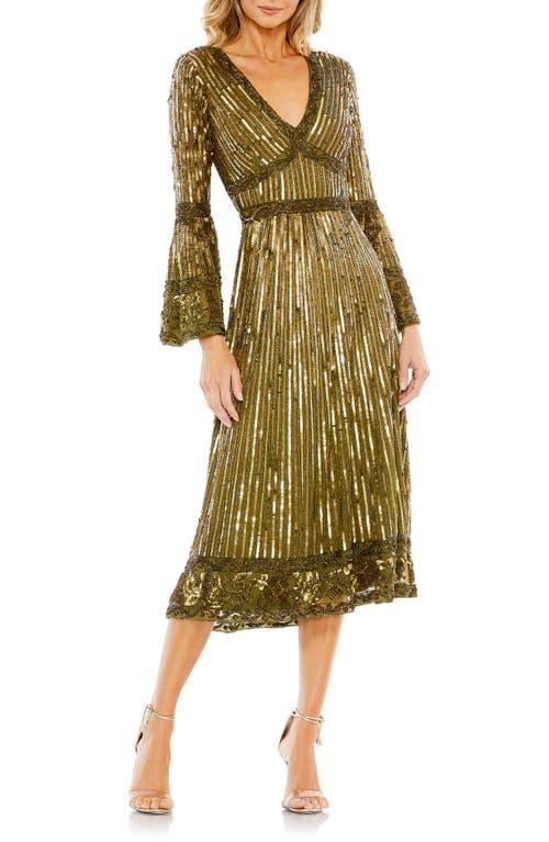 Womens Embellished Bell-Sleeve A-Line Dress Product Image