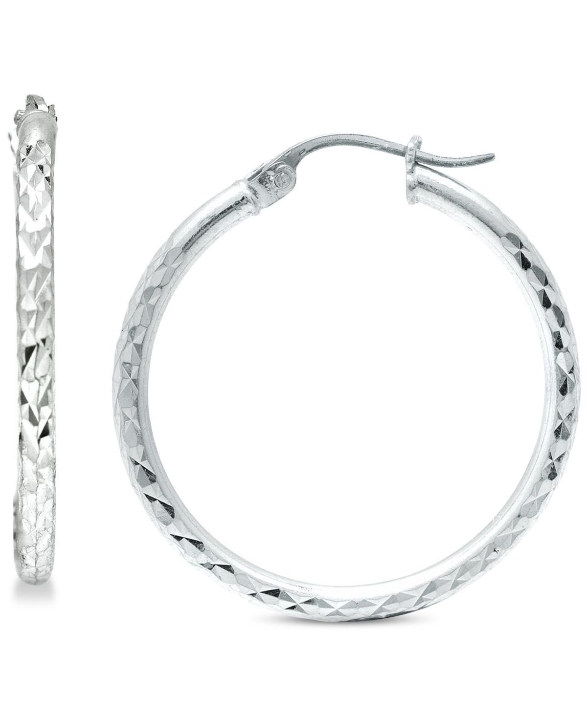 Aleure Precioso Sterling Silver Textured Hoop Earrings, Women's, Size: 20 mm Product Image