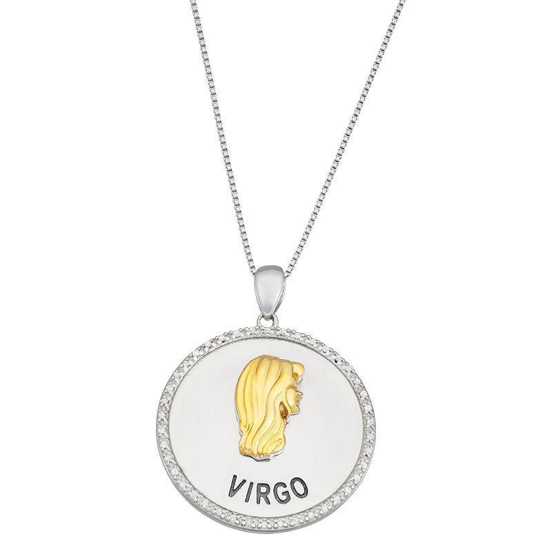 Jewelexcess 1/6 Carat T.W. Diamond Two-Tone Sterling Silver Zodiac Pendant Necklace, Womens Aquarius Product Image