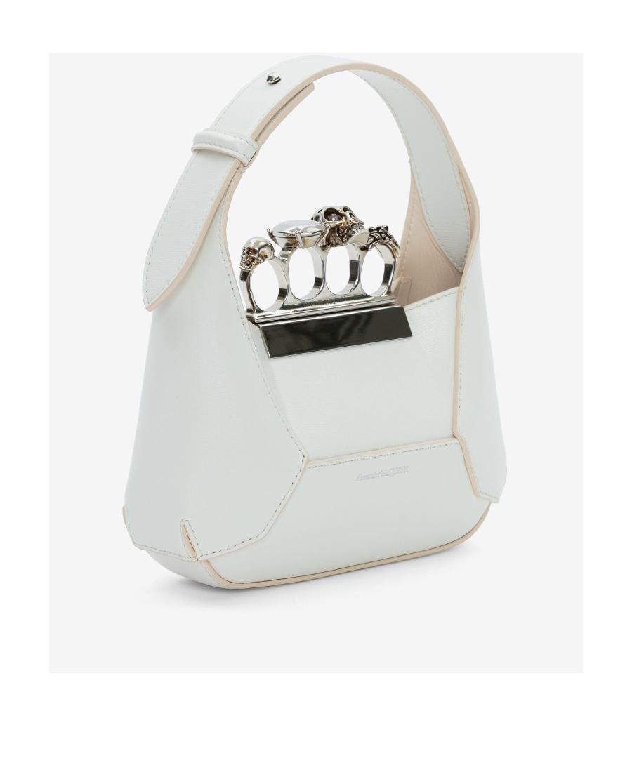 ALEXANDER MCQUEEN White Bag Soft Calfskin With Ring Handle In Soft Ivory Product Image