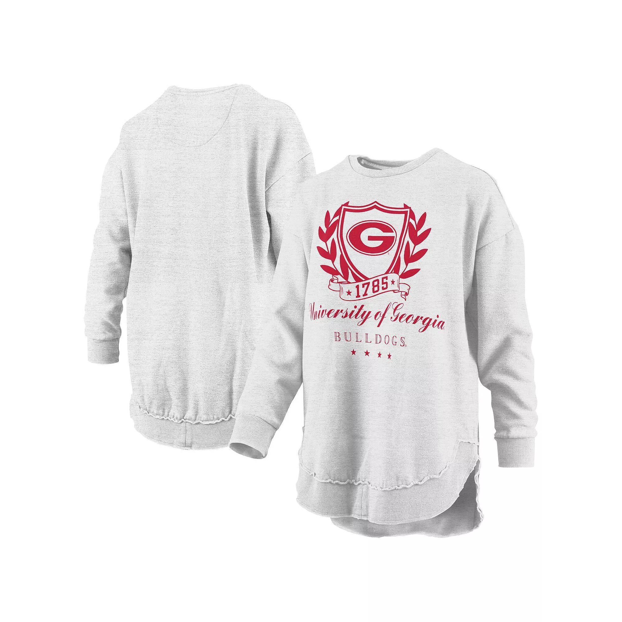 Women's Pressbox Heather Gray Georgia Bulldogs Field Day Melange Poncho Pullover Sweatshirt, Size: XL, Grey Product Image