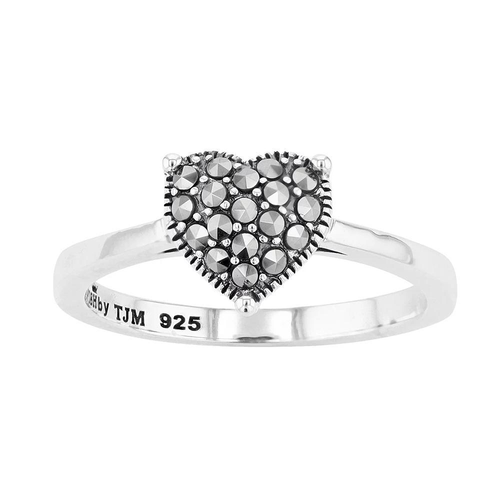 Lavish by TJM Sterling Silver Marcasite Pave Tiny Heart Ring, Women's, Size: 7 Product Image