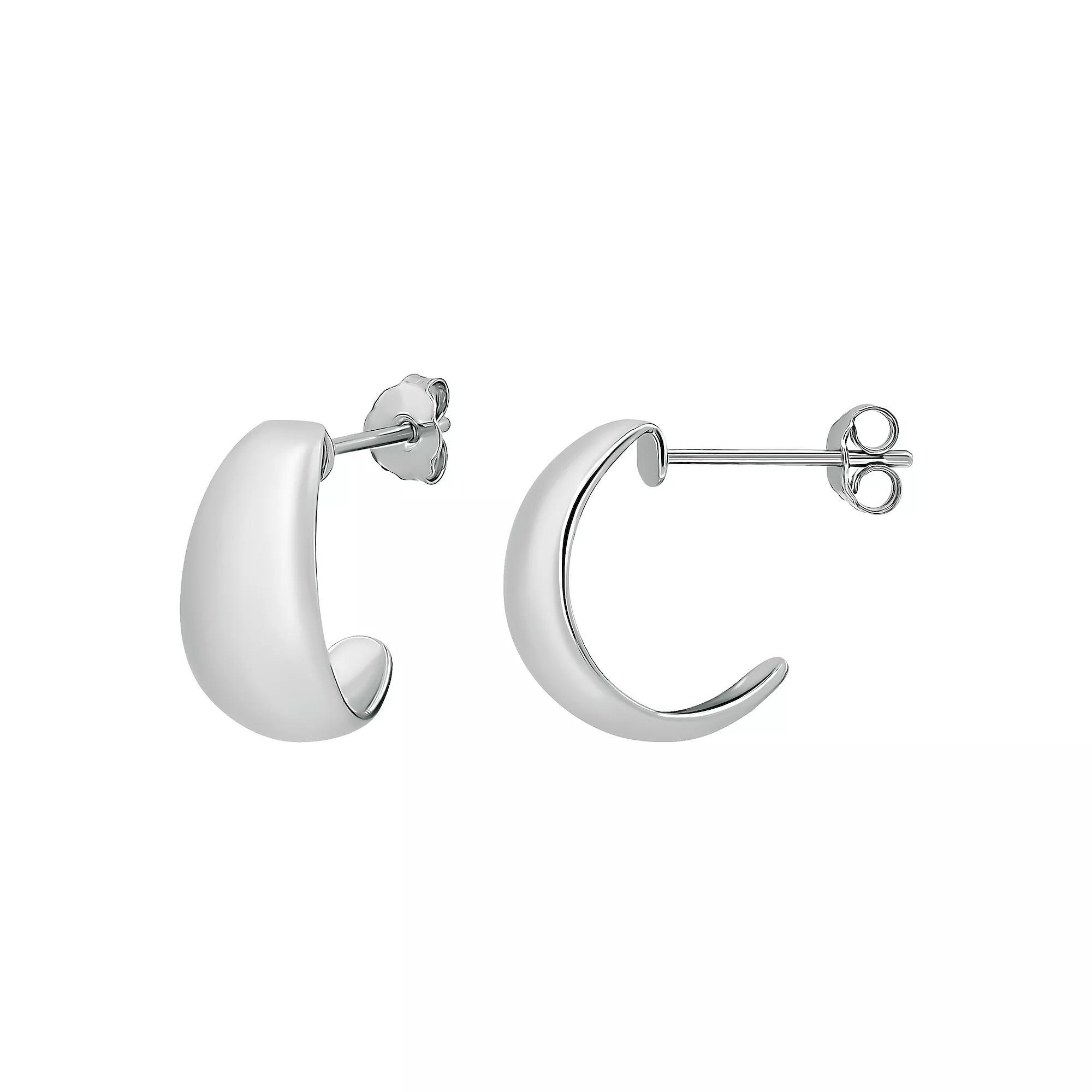 Aleure Precioso Sterling Silver Polished Graduated Posted Hoop Earrings, Women's, Silver Tone Product Image