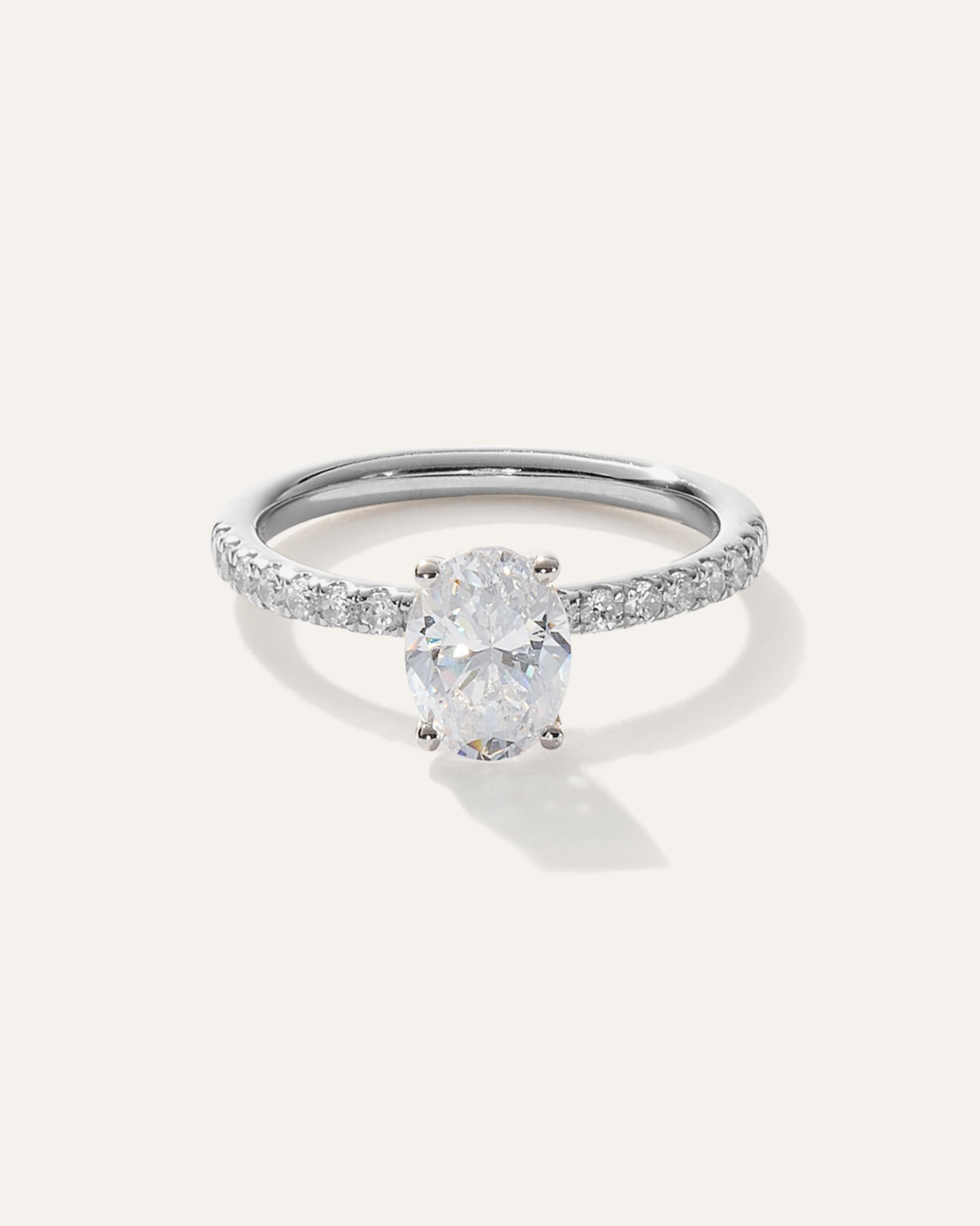 Quince | Women's Lab Grown Diamond Oval Petite Pave Engagement Ring Product Image
