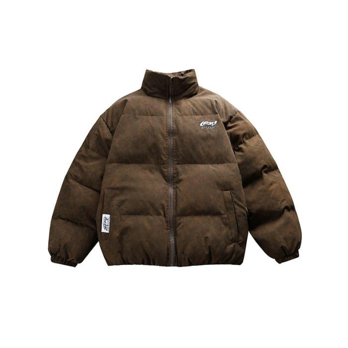 Stand Collar Camo Zip Puffer Jacket Product Image