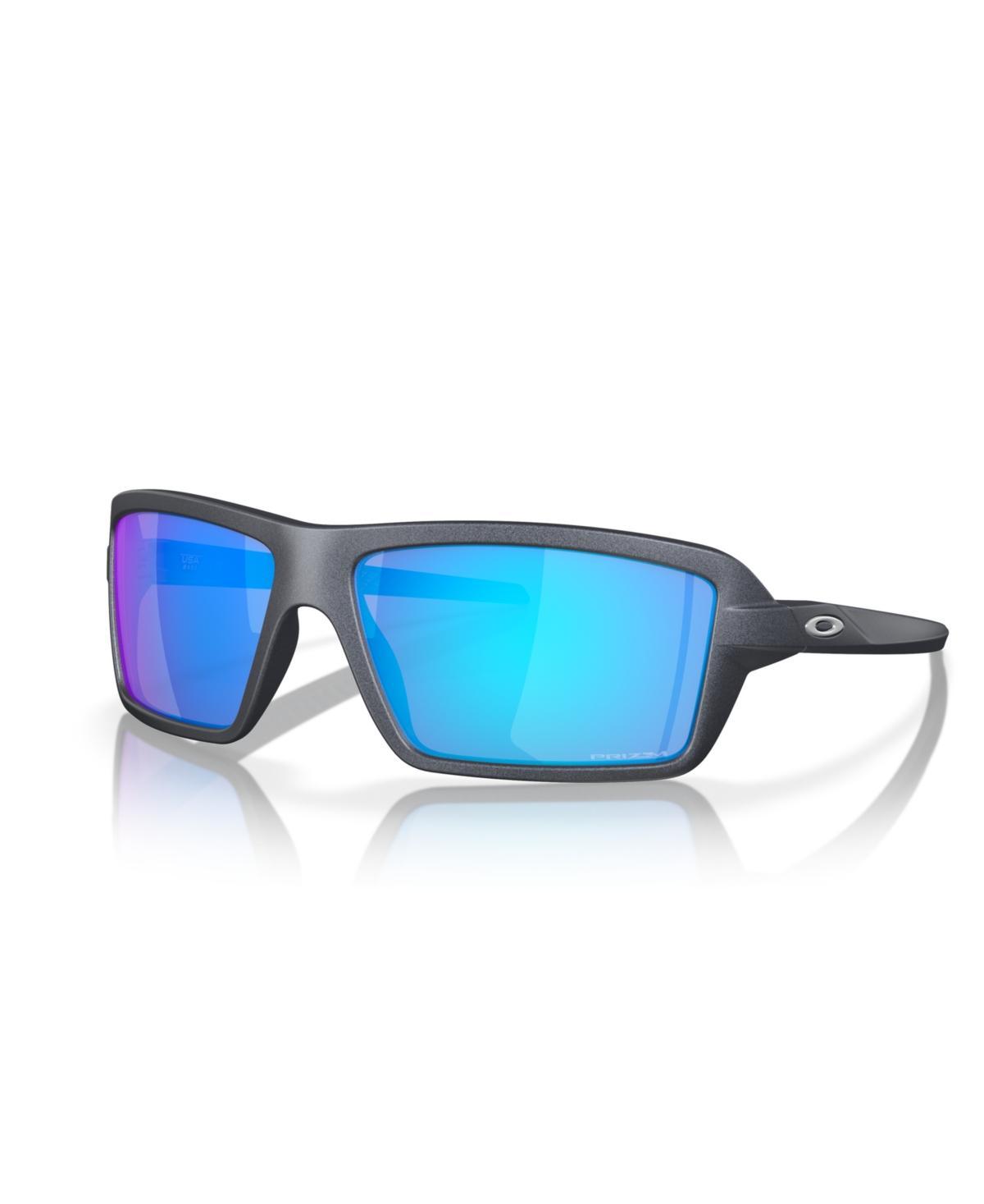 Oakley Mens OO9129 Cables 63mm Rectangular Sunglasses - Blue Steel/Prizm Sapphire Product Image