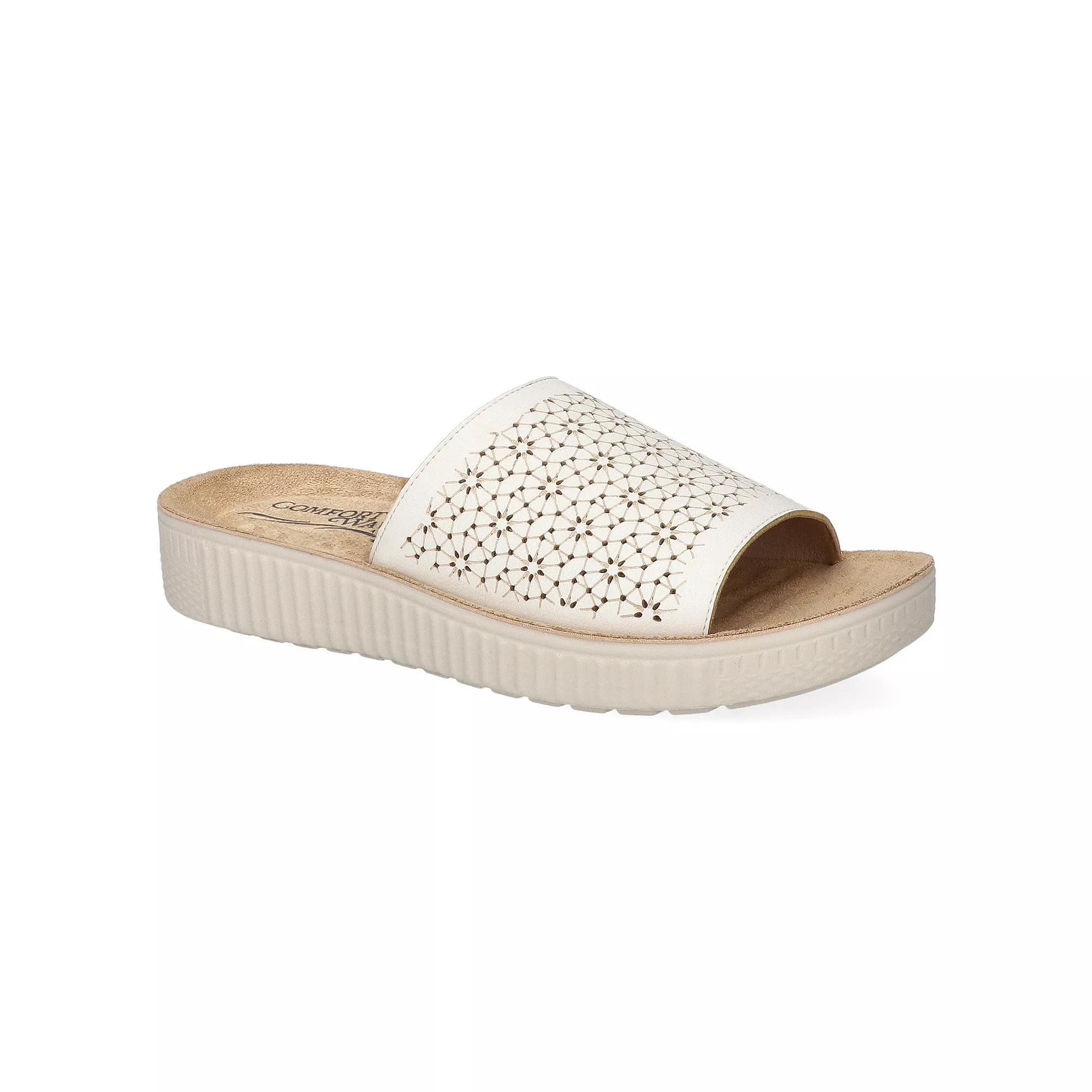 Easy Street Ivey Comfort Women's Platform Slide Sandals, Size: 8.5, White Product Image