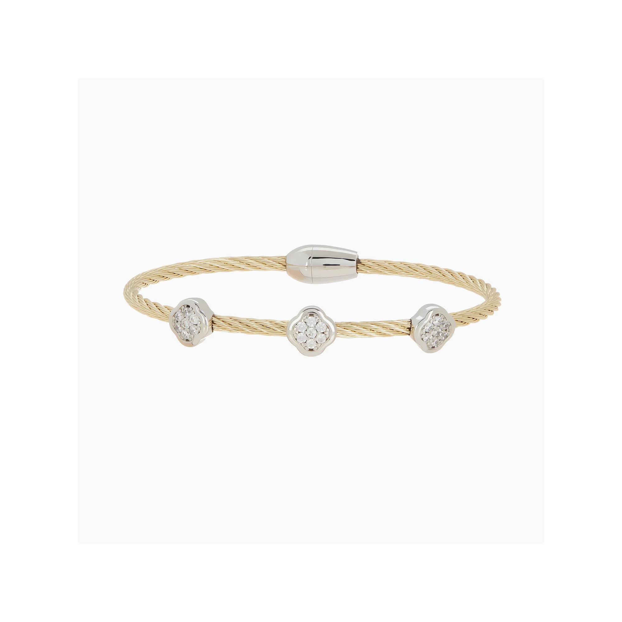 Juvell 18k Gold Plated Station Cubic Zirconia Bangle Bracelet, Women's, Size: 7", Gold Tone Product Image