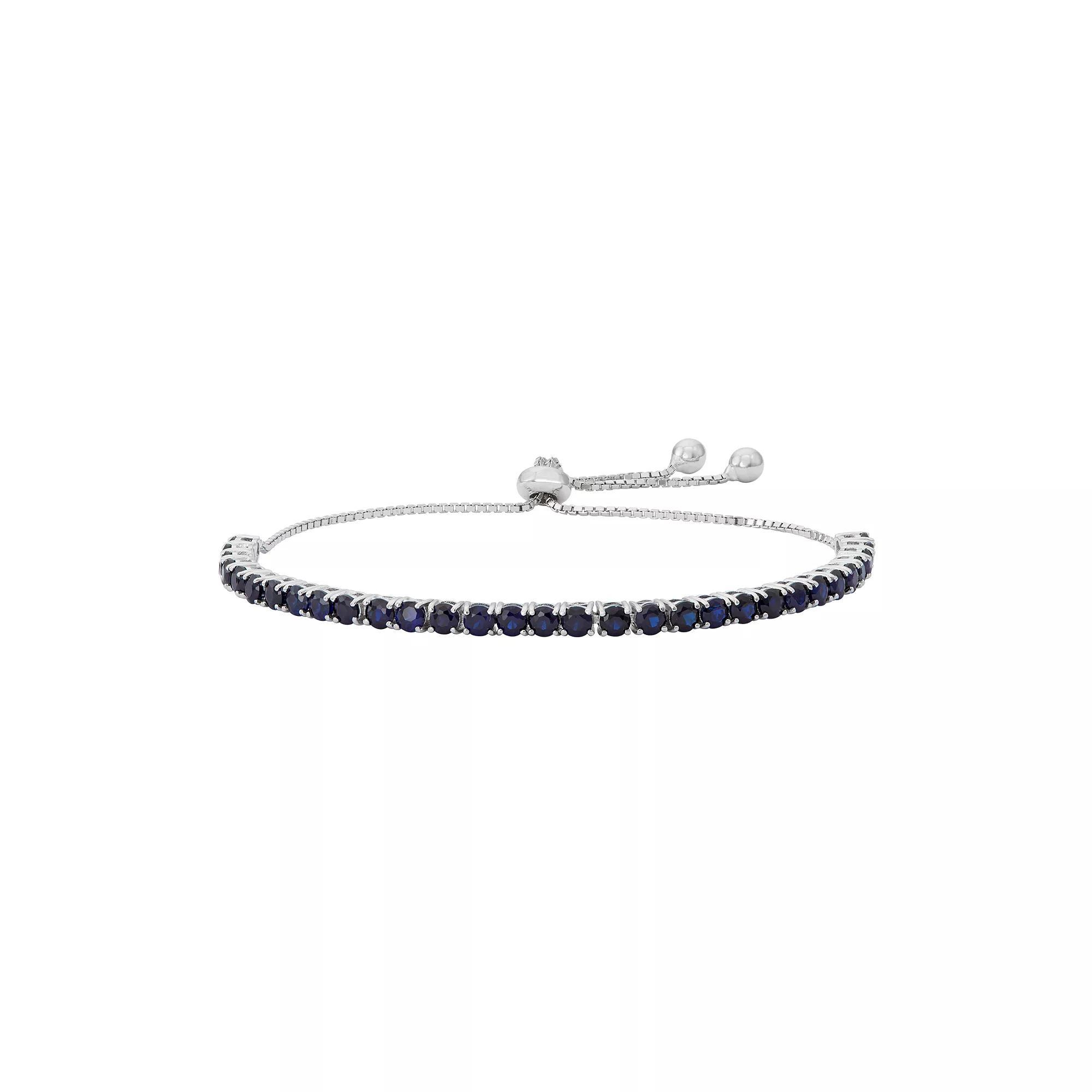 Designs by Gioelli Sterling Silver Lab-Created Sapphire Lariat Bracelet, Womens Blue Product Image