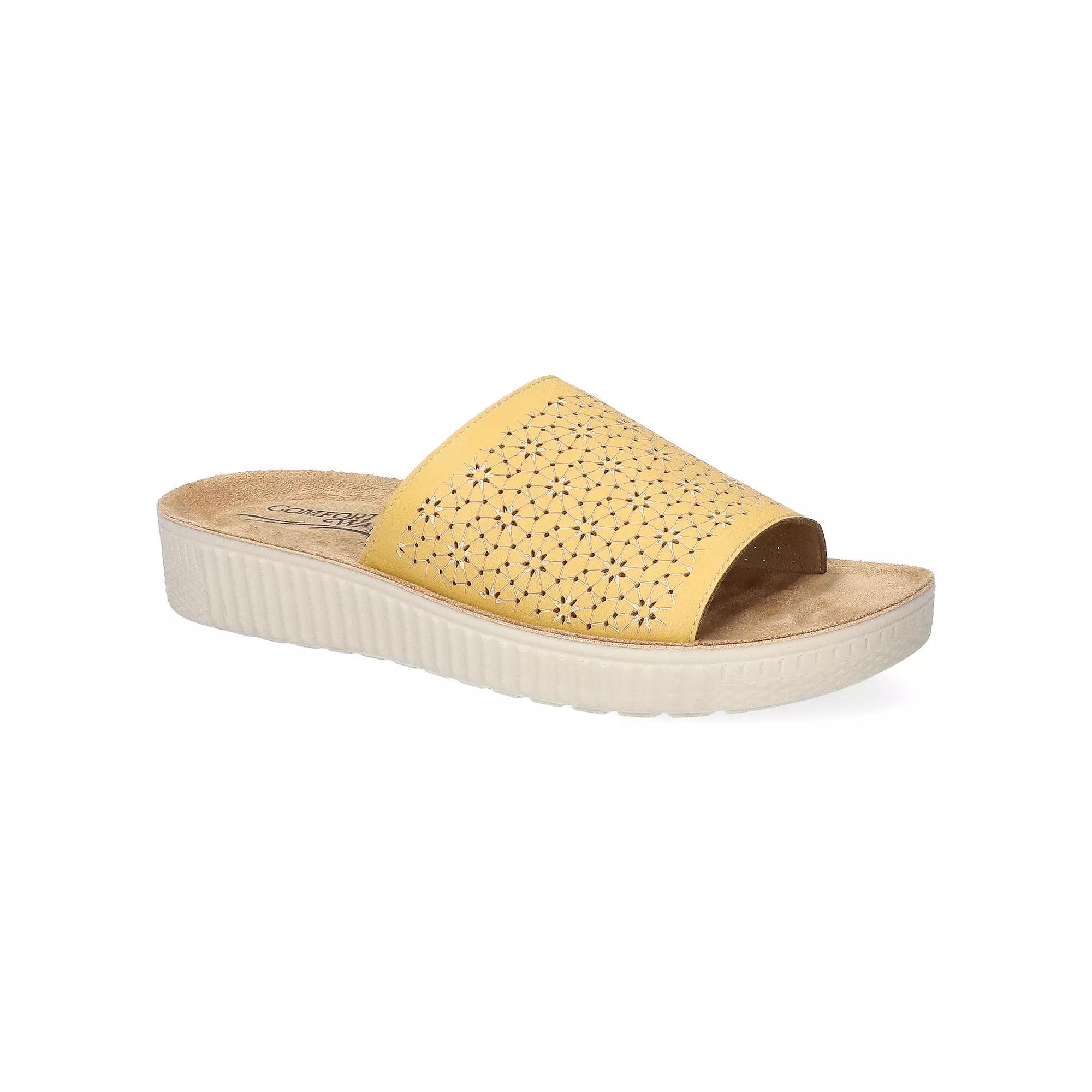 Easy Street Ivey Comfort Women's Platform Slide Sandals, Size: 6 Wide, Yellow Product Image