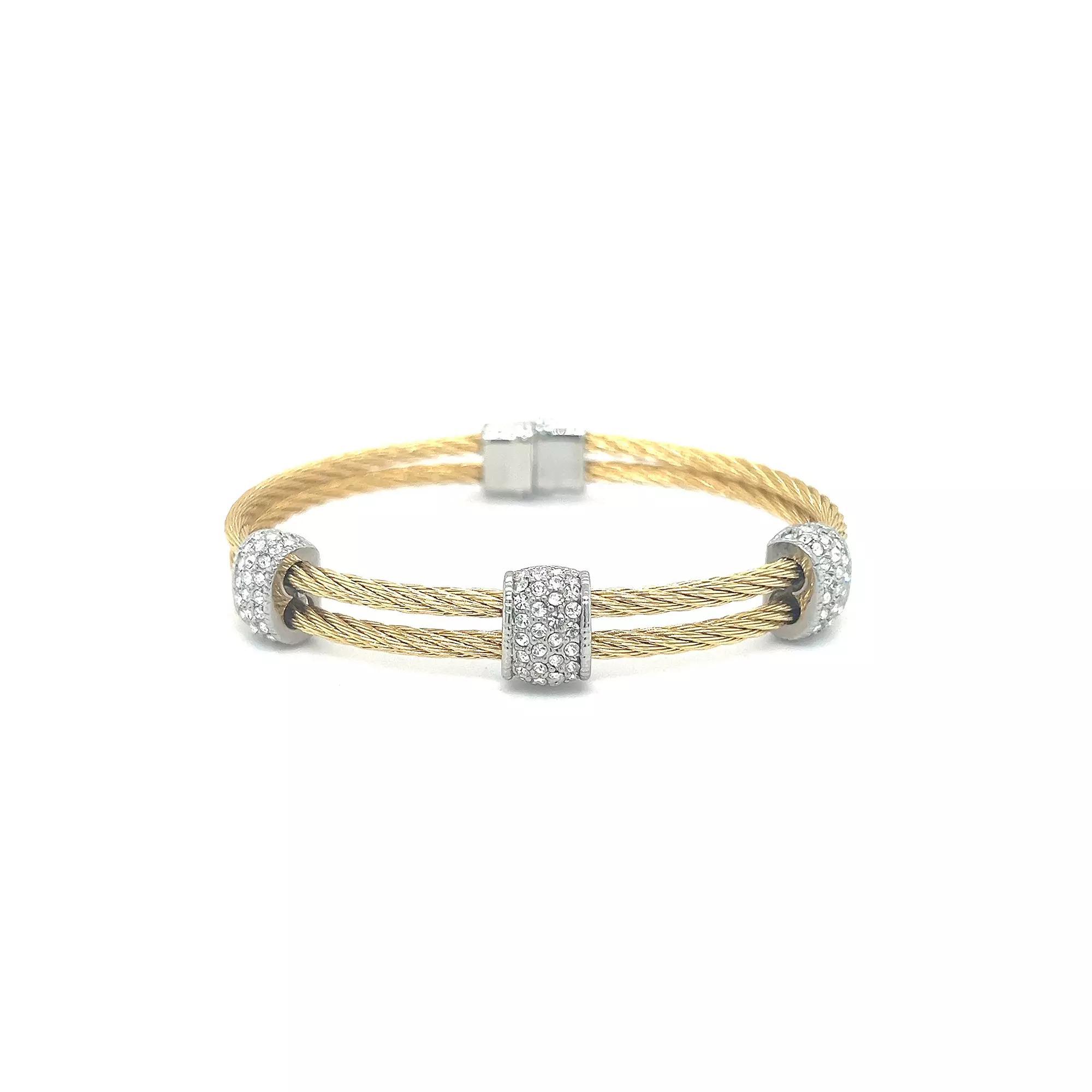 Juvell Two Tone 18k Gold Plated Cubic Zirconia Bangle Bracelet, Women's, Size: 7" Product Image