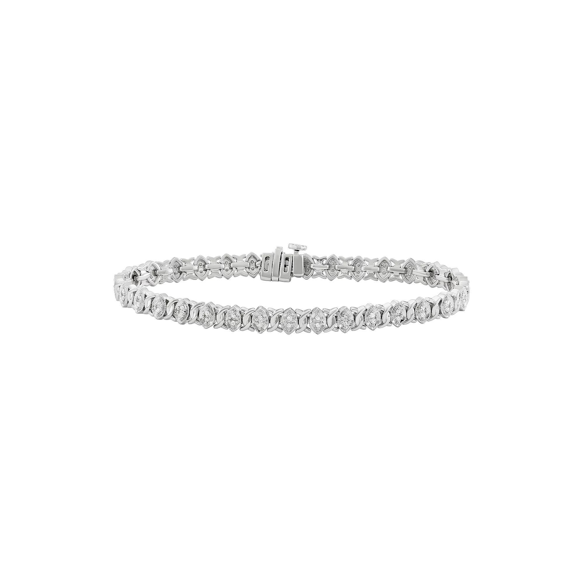Sterling Silver 1/2 Carat T.W. Diamond Marquise Tennis Bracelet, Women's, Size: 7" Product Image