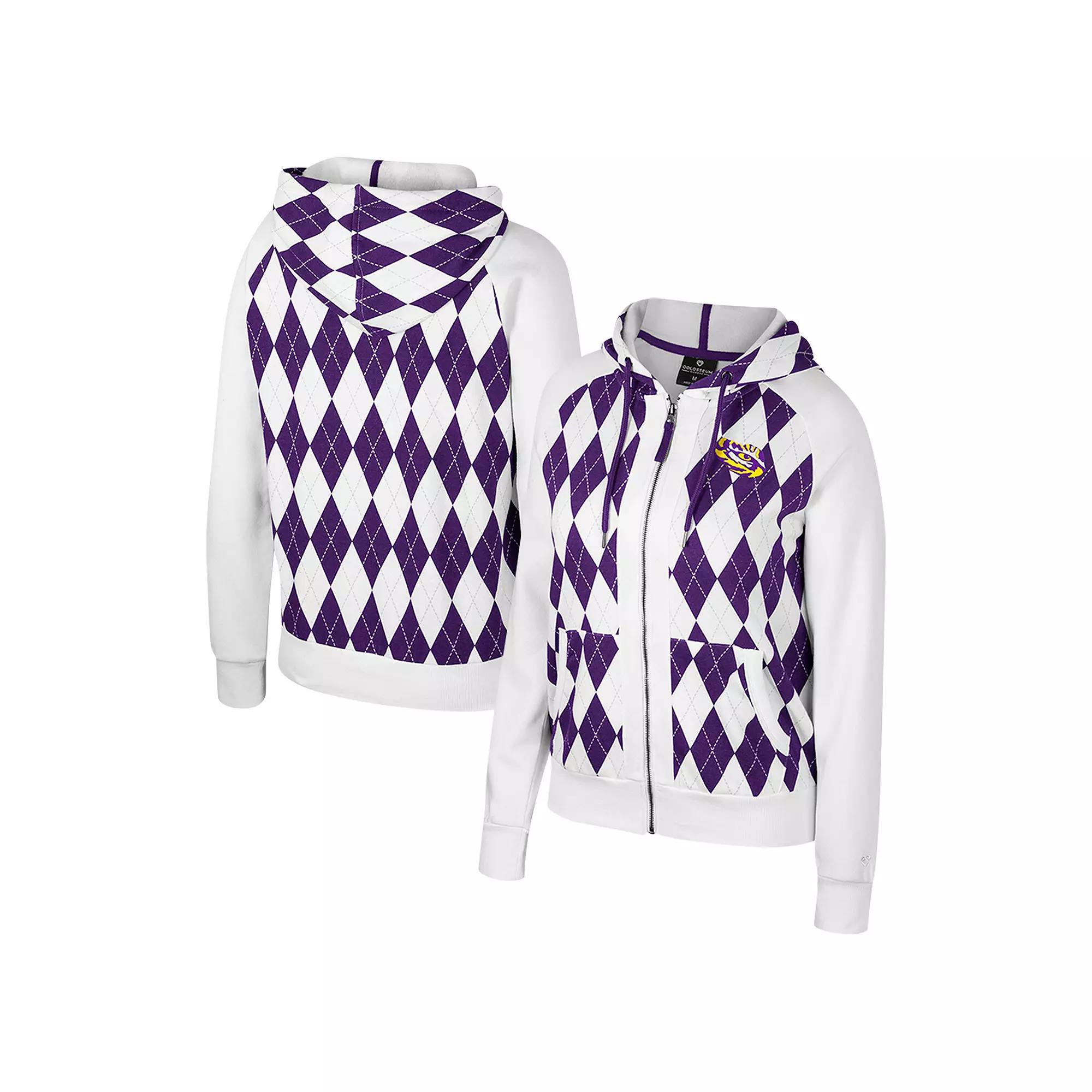 Women's Colosseum White Alabama Crimson Tide The Dealio Argyle Full-Zip Jacket, Size: Small Product Image
