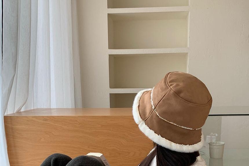 Fleece Lined Faux Suede Bucket Hat Product Image