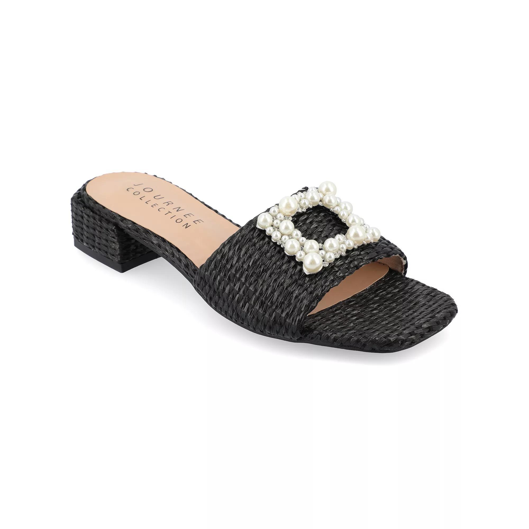 Journee Justina Women's Tru Comfort Foam™ Buckle Sandals, Size: 8.5, Black Product Image