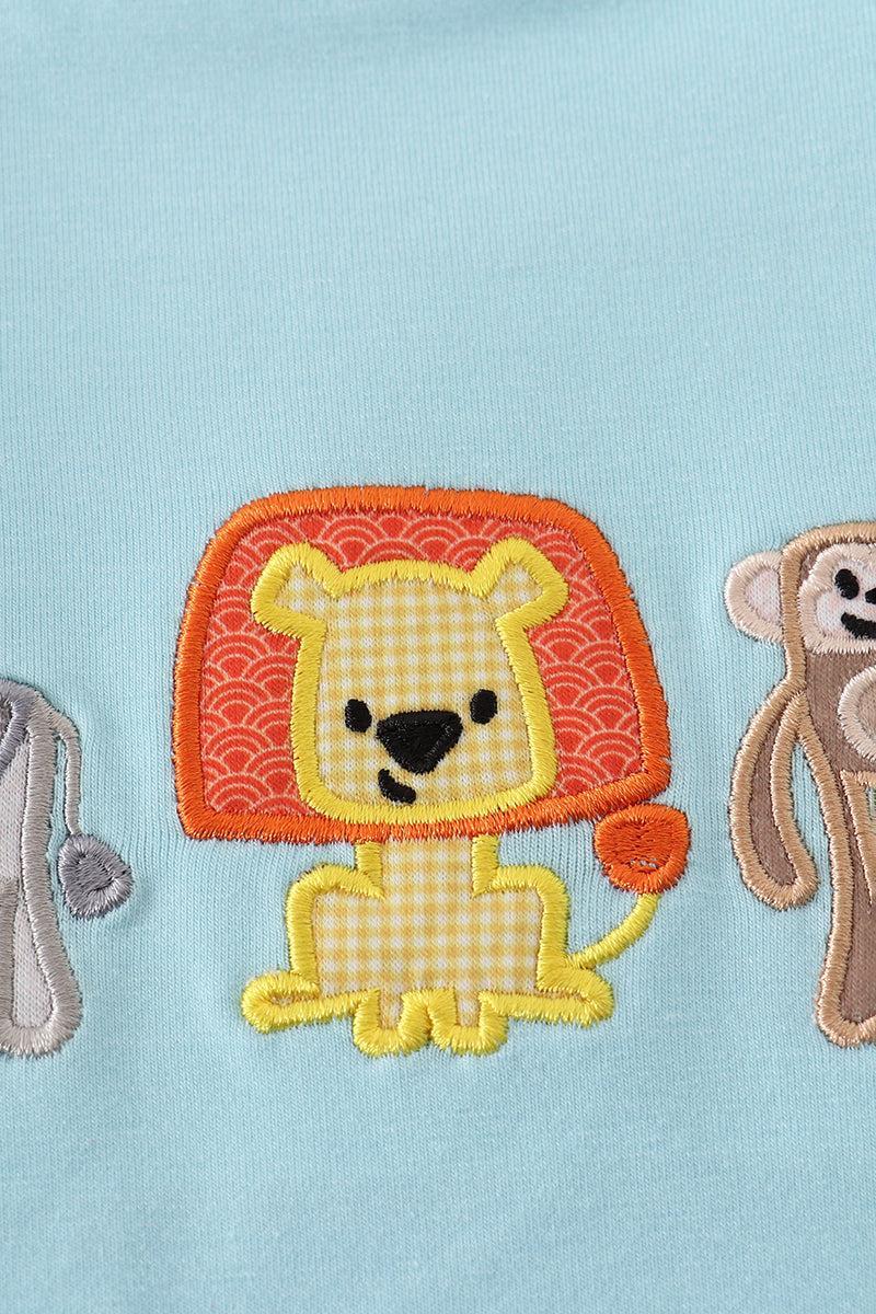 Blue animals applique shorts set Product Image