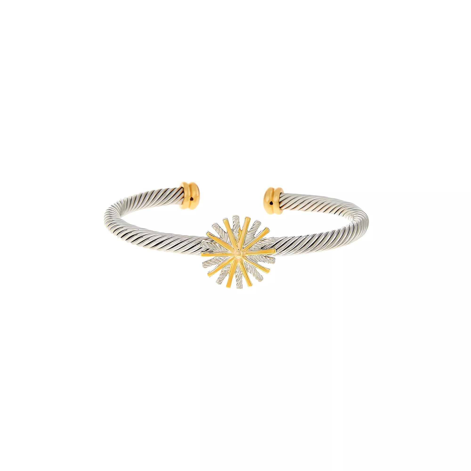Juvell Two-Tone 18k Gold Plated Starburst Cuff Bracelet, Women's, Two Tone Product Image