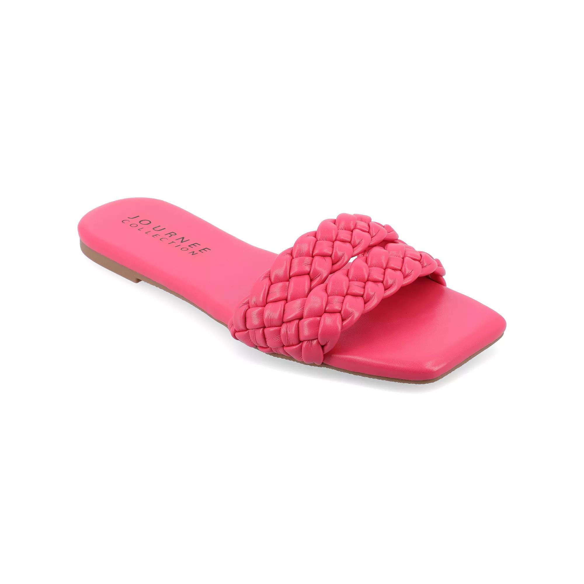 Journee Sawyerr Women's Braided Slide Sandals, Size: 6.5 Wide, Pink Product Image