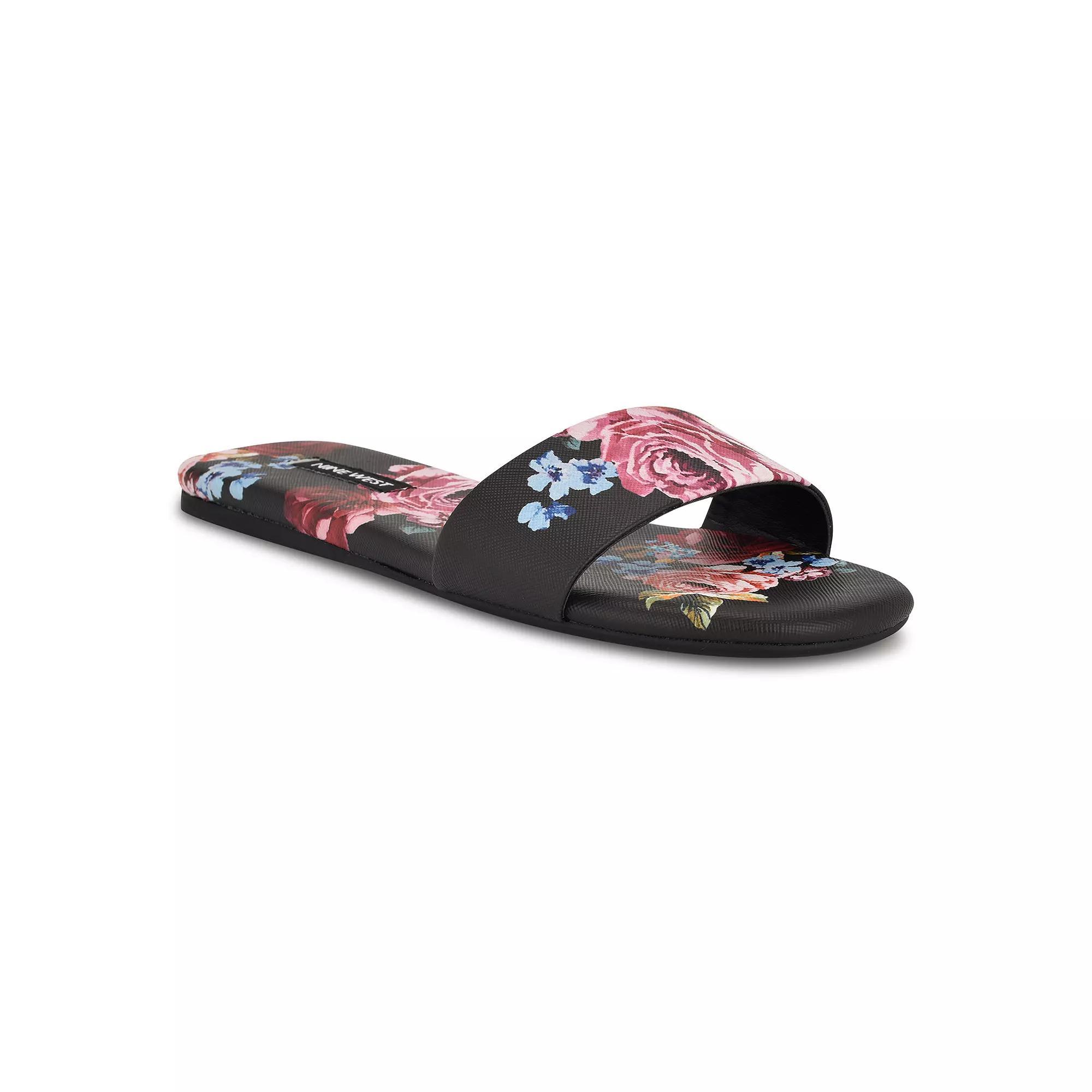 Nine West Lolipop Women's Slip-On Square Toe Flat Sandals, Size: 9, Black Team Product Image