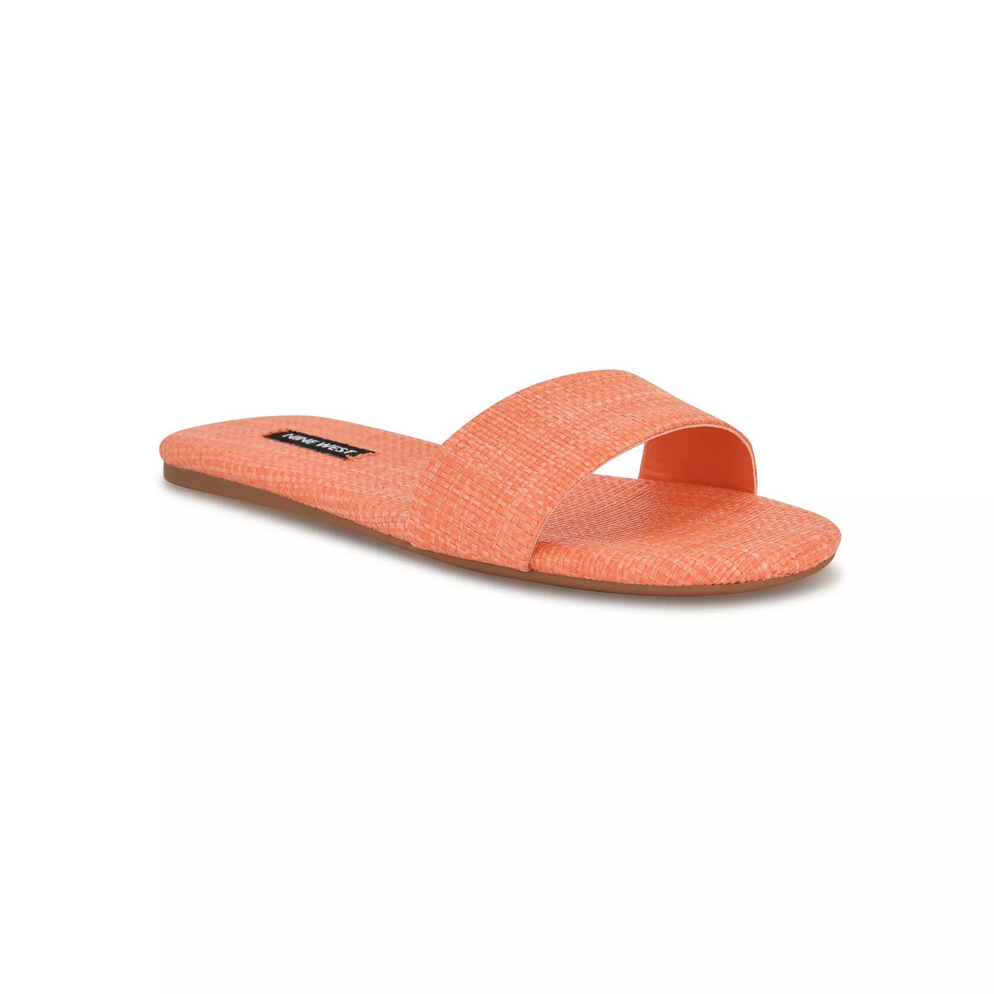 Nine West Lolipop Women's Slip-On Square Toe Flat Sandals, Size: 6, Orange Product Image