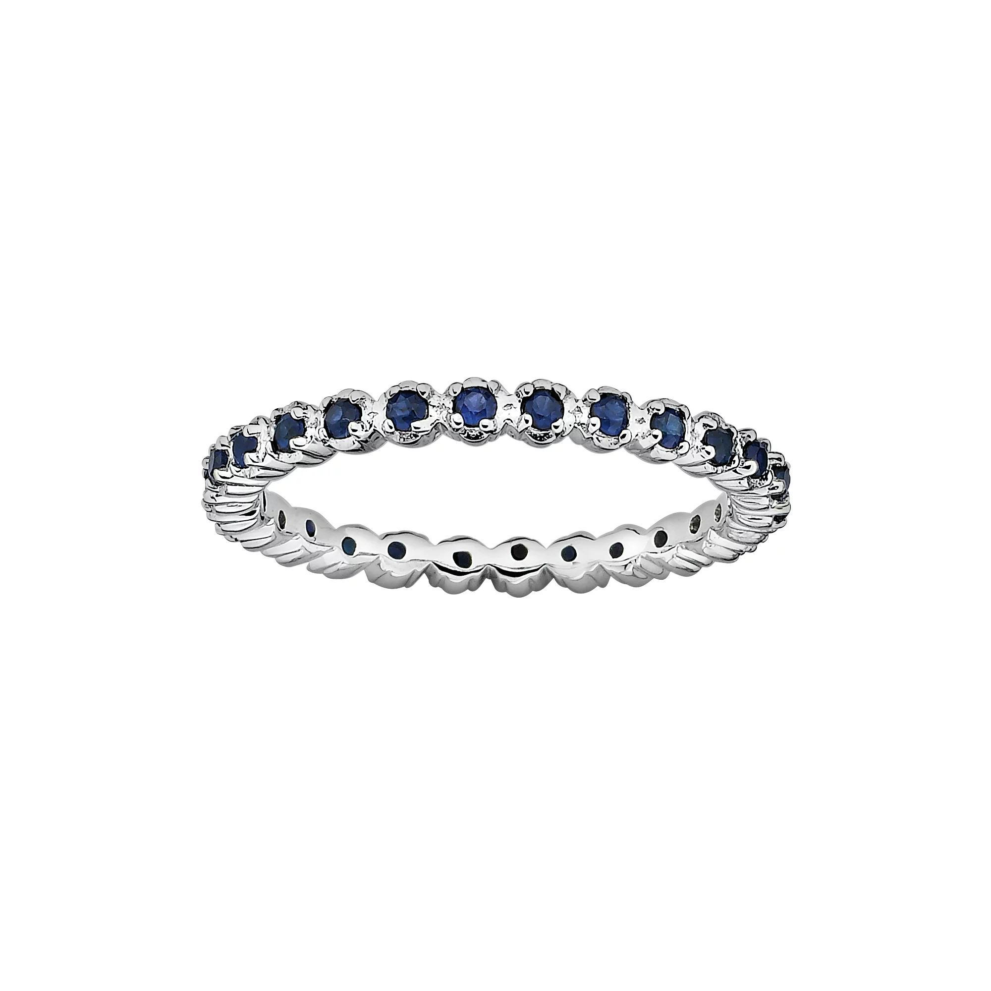 Stacks & Stones Sterling Silver Lab-Created Sapphire Stack Ring, Women's, Size: 9 Product Image