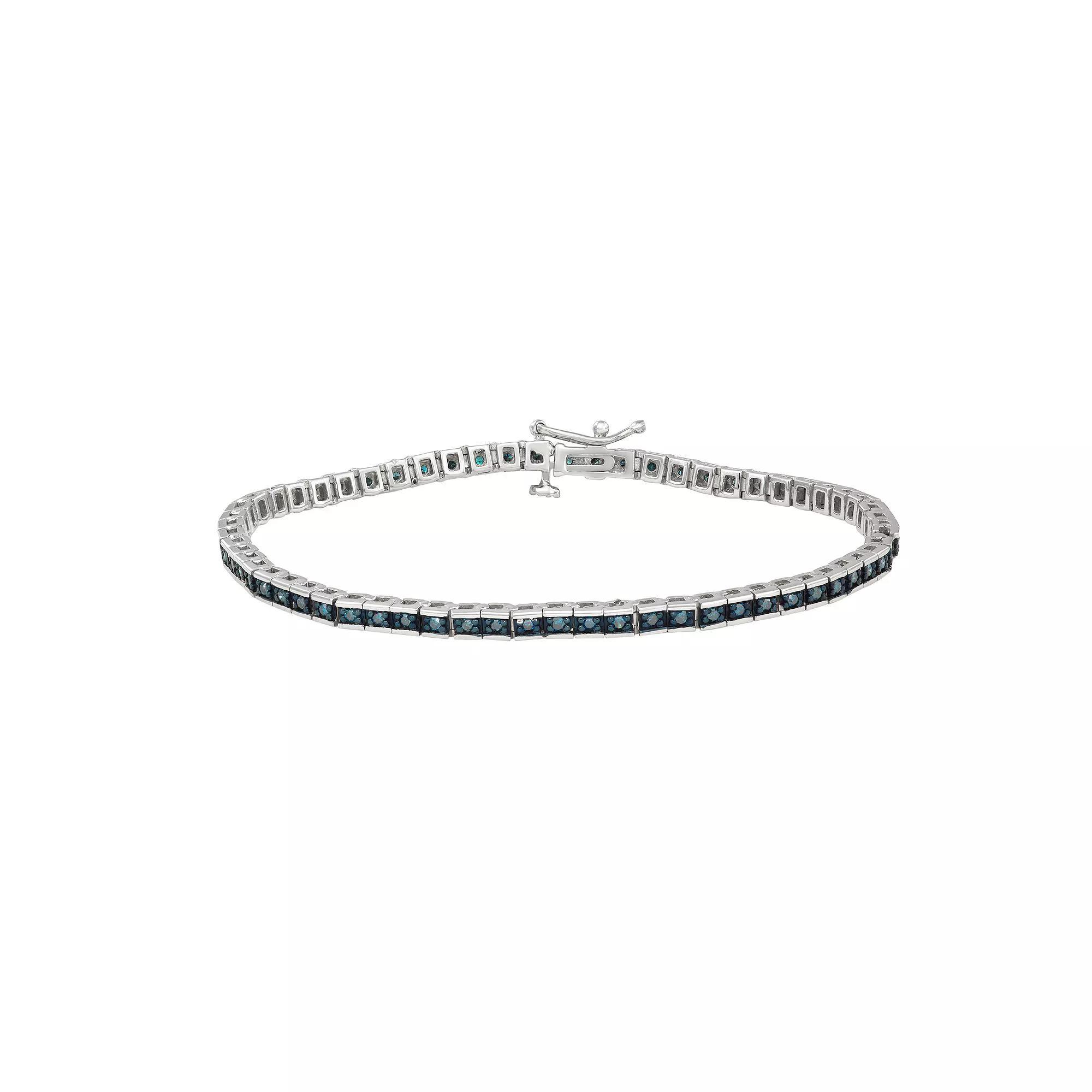 Jewelexcess Sterling Silver 1 Carat T.W. Blue Diamond Tennis Bracelet, Women's, Size: 7.5", Silver Tone Product Image