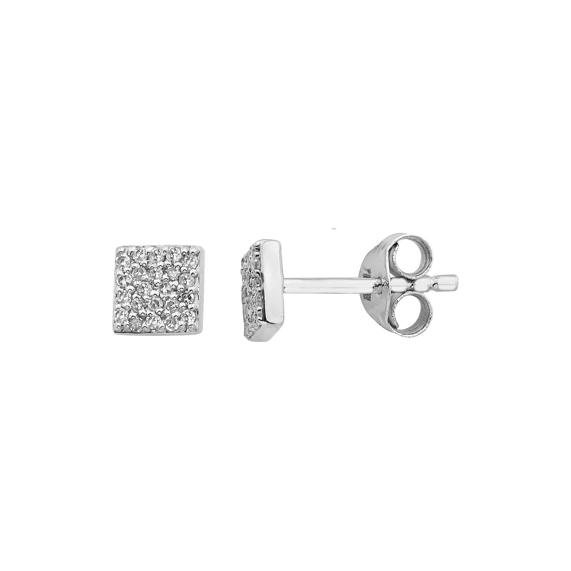 10K Gold 1/8 Carat T.W. Diamond Square Earrings, Women's, Pink Product Image