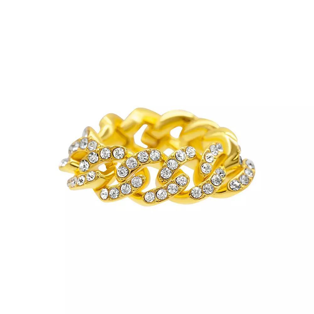 Adornia 14k Gold Plated Cubic Zirconia Chain Ring, Womens Gold Tone Product Image