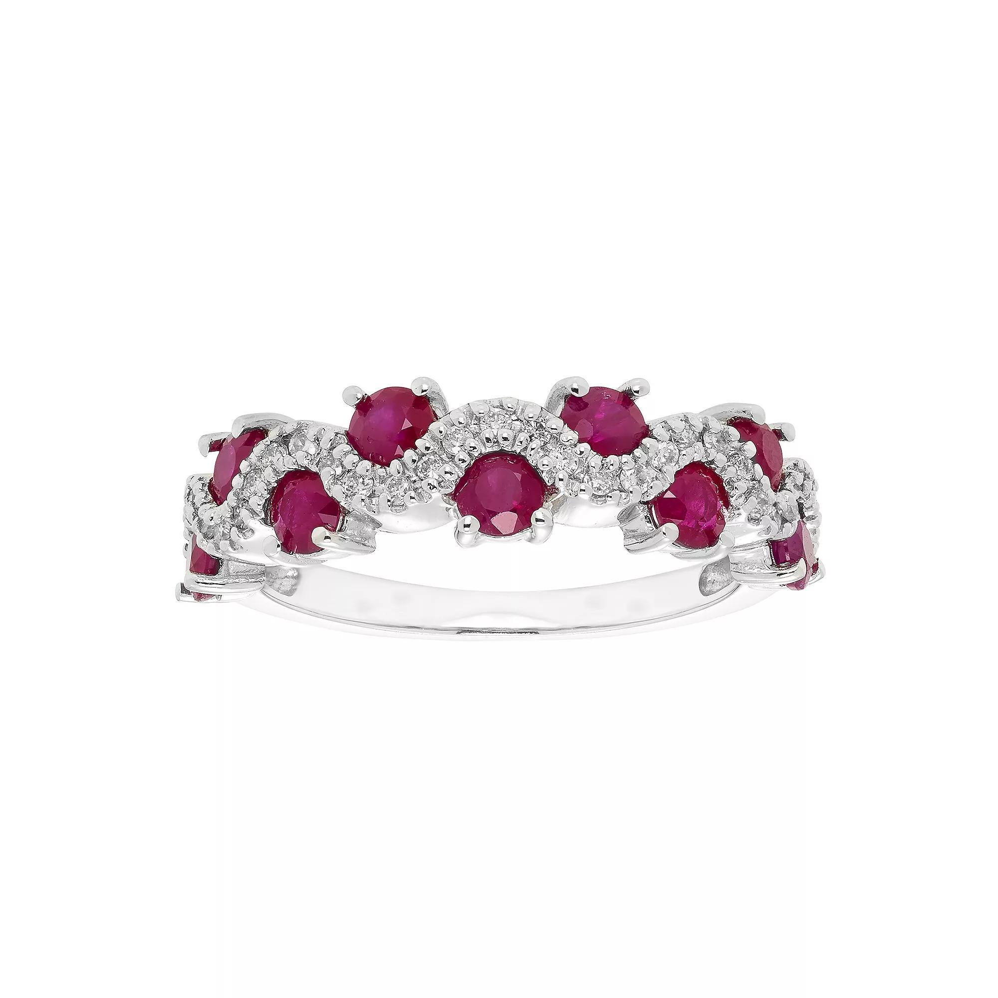 The Regal Collection 14k Gold 1/6 Carat T.W. Diamond & Ruby Ring, Women's, Size: 5 Product Image