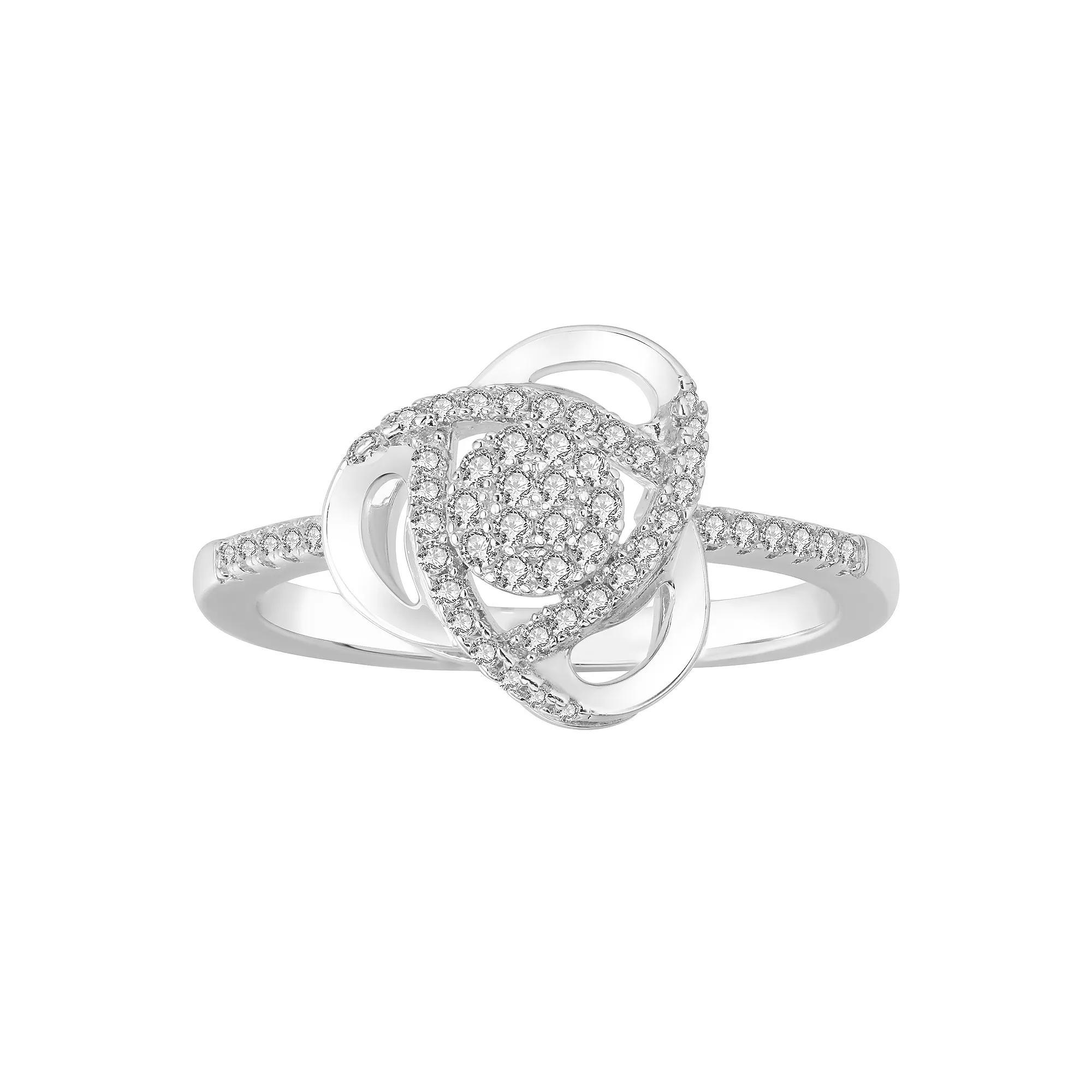 Sterling Silver 1/4 Carat T.W. Diamond Knot Ring, Women's, Size: 6 Product Image