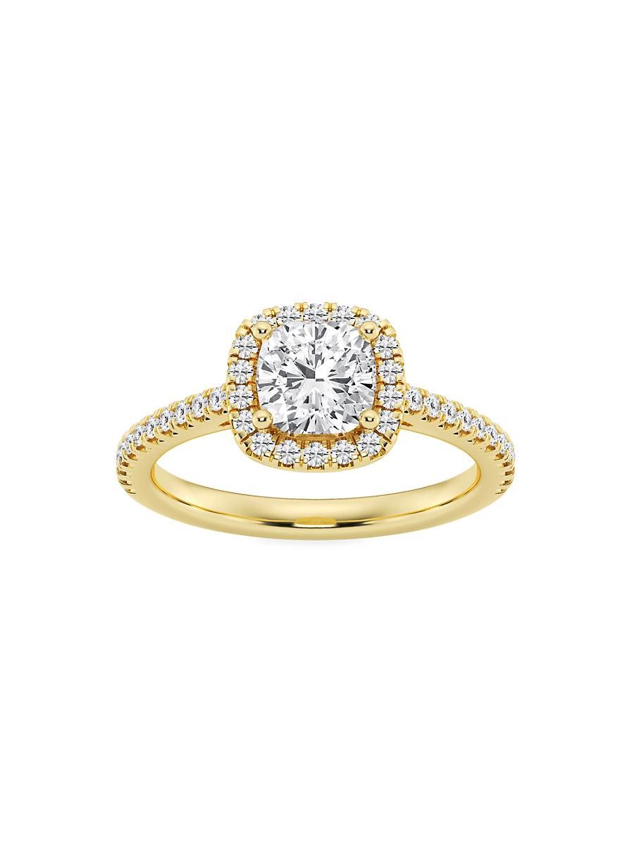 Womens 14K Yellow Gold & Cushion-Cut Lab-Grown Diamond Halo Ring/1.30-3.60 TCW Product Image