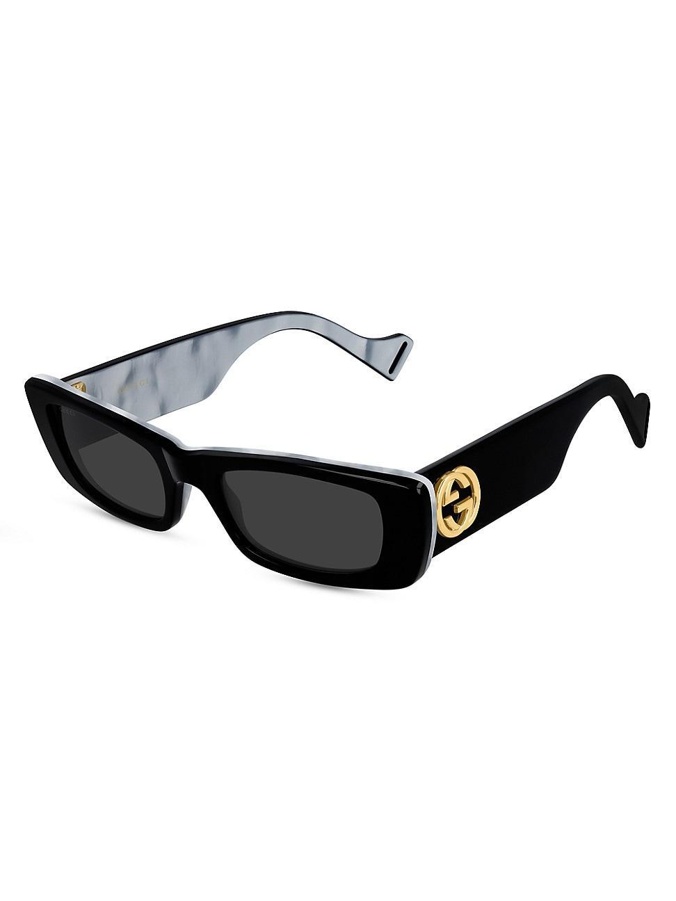 Monochromatic Rectangle Sunglasses w/ Interlocking G Temples Product Image
