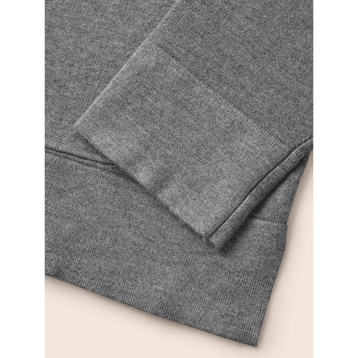 Plus Size Supersoft Essentials Contrast Slit Hem Cardigan DarkGray Women Casual Loose Long Sleeve Everyday Cardigans BloomChic 14-16/1X Product Image
