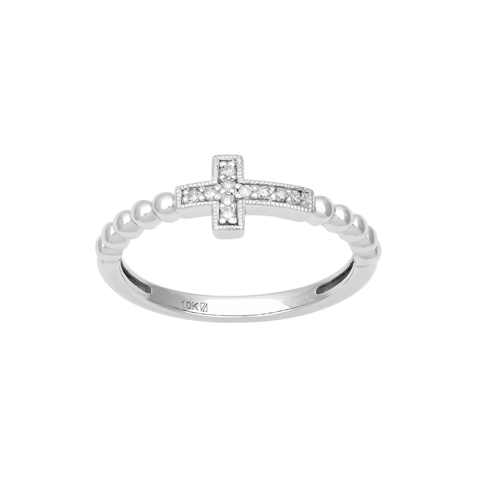 Love Always 10k White Gold Diamond Accent Cross Stackable Anniversary Ring, Women's, Size: 6 Product Image