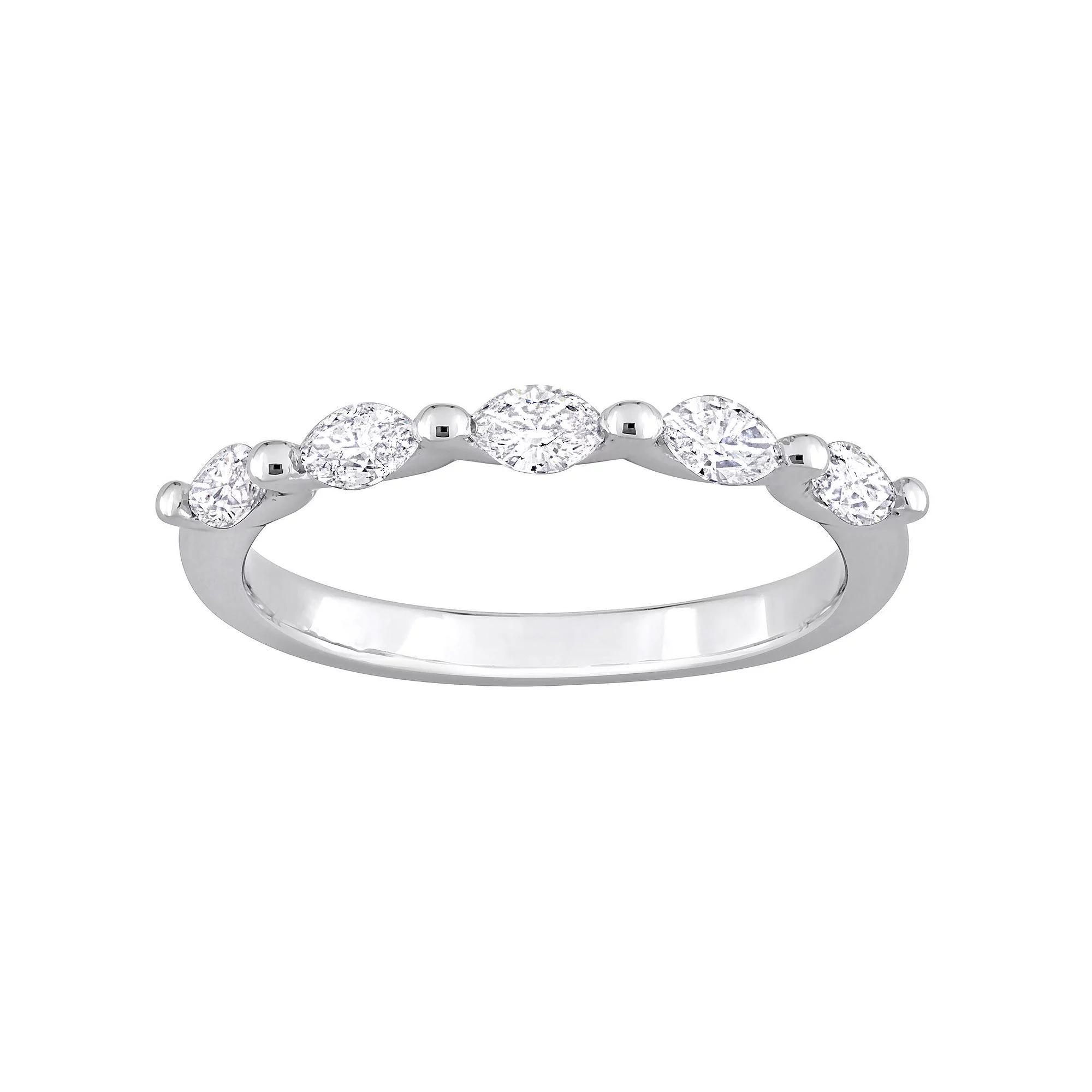 Stella Grace Platinum 1/2 Carat T.W. Diamond Semi-Eternity Band Ring, Women's, Size: 6, White Product Image