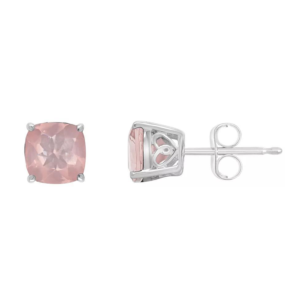 Alyson Layne Sterling Silver 6 mm Cushion Rose Quartz Stud Earrings, Womens Product Image