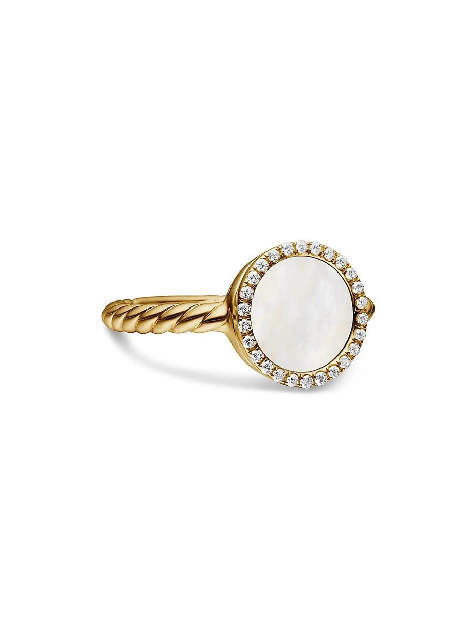 David Yurman Petite Dy Elements Ring in 18K Yellow Gold with Mother-of-Pearl & Pave Diamonds Product Image