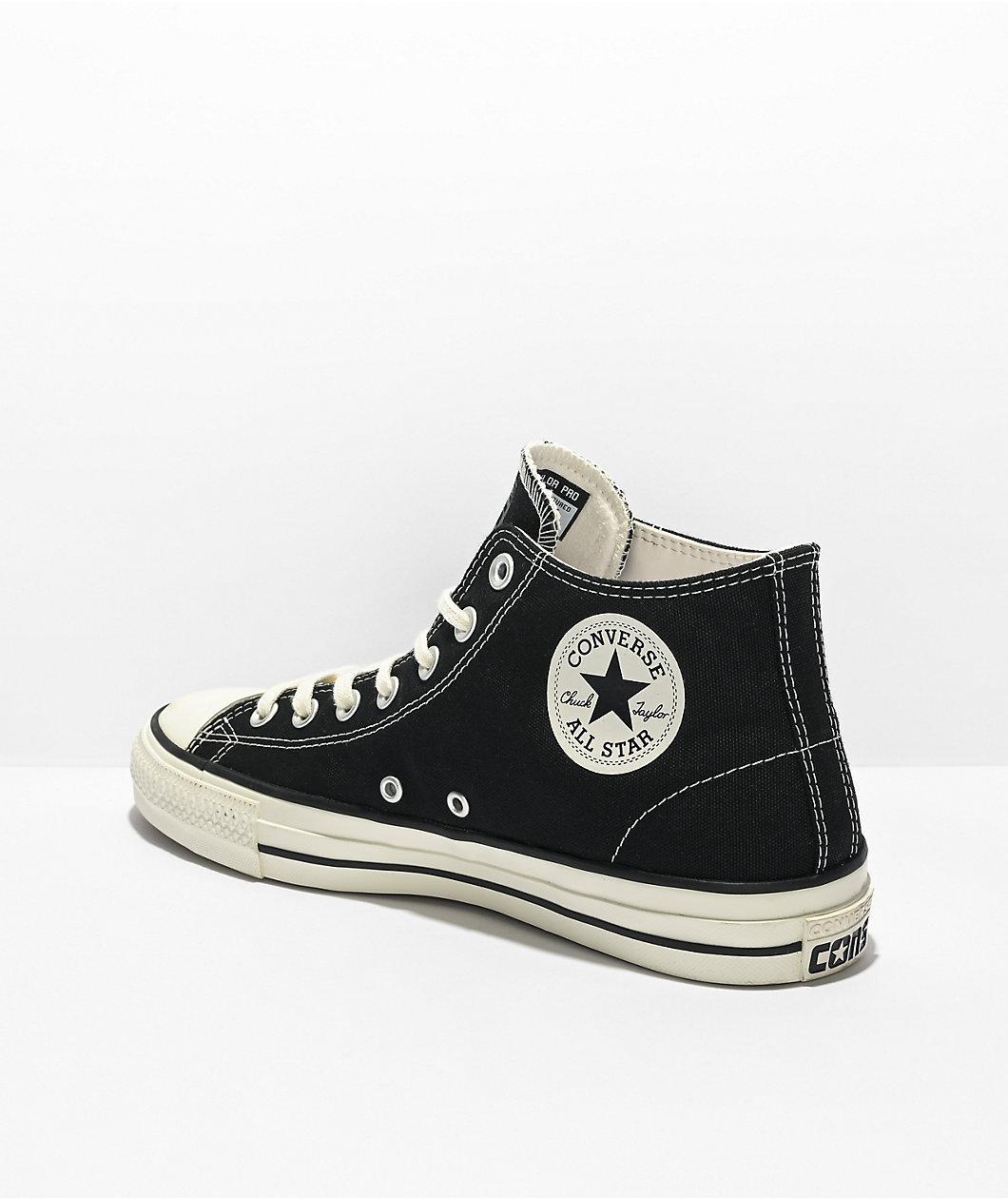 Converse Chuck Taylor All Star Pro Black Mid Top Skate Shoes Product Image