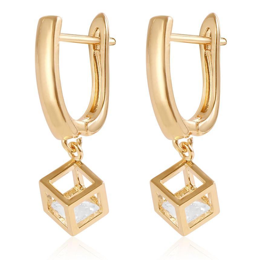 Caged Rhinestone Alloy Drop Earring Product Image