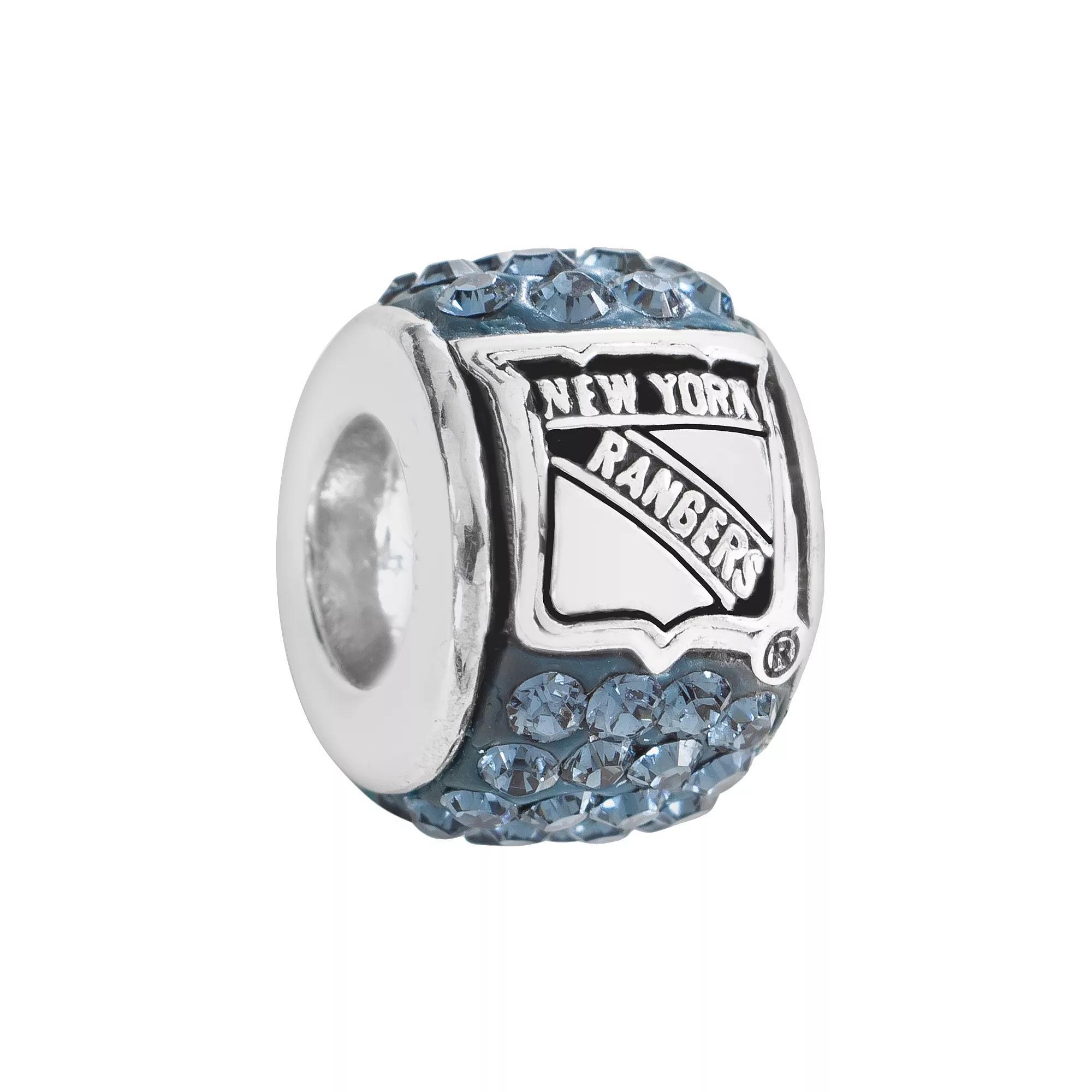 LogoArt New York Rangers Sterling Silver Crystal Logo Bead, Women's, Montana Blue Product Image